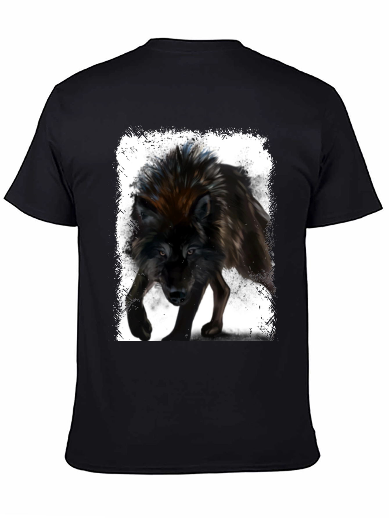 Wolf Graphic Print Black T-Shirt