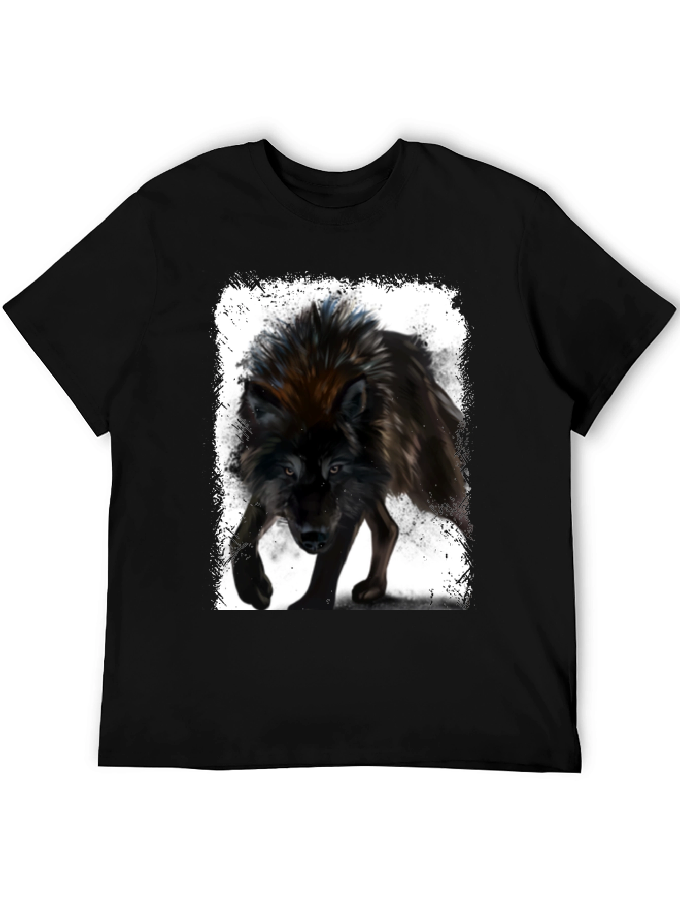 Wolf Graphic Print Black T-Shirt