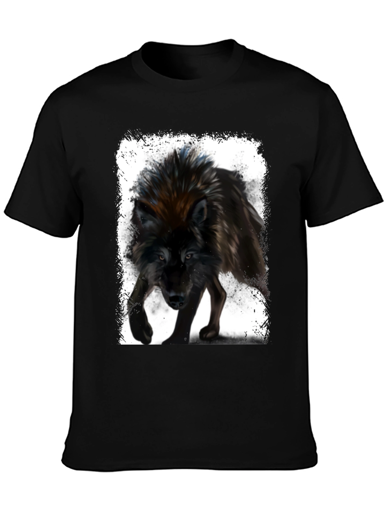 Wolf Graphic Print Black T-Shirt
