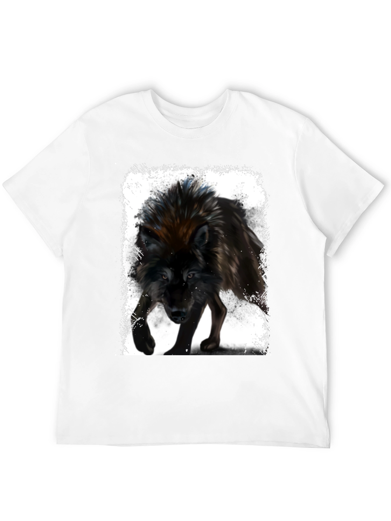 Wolf Graphic Print Black T-Shirt