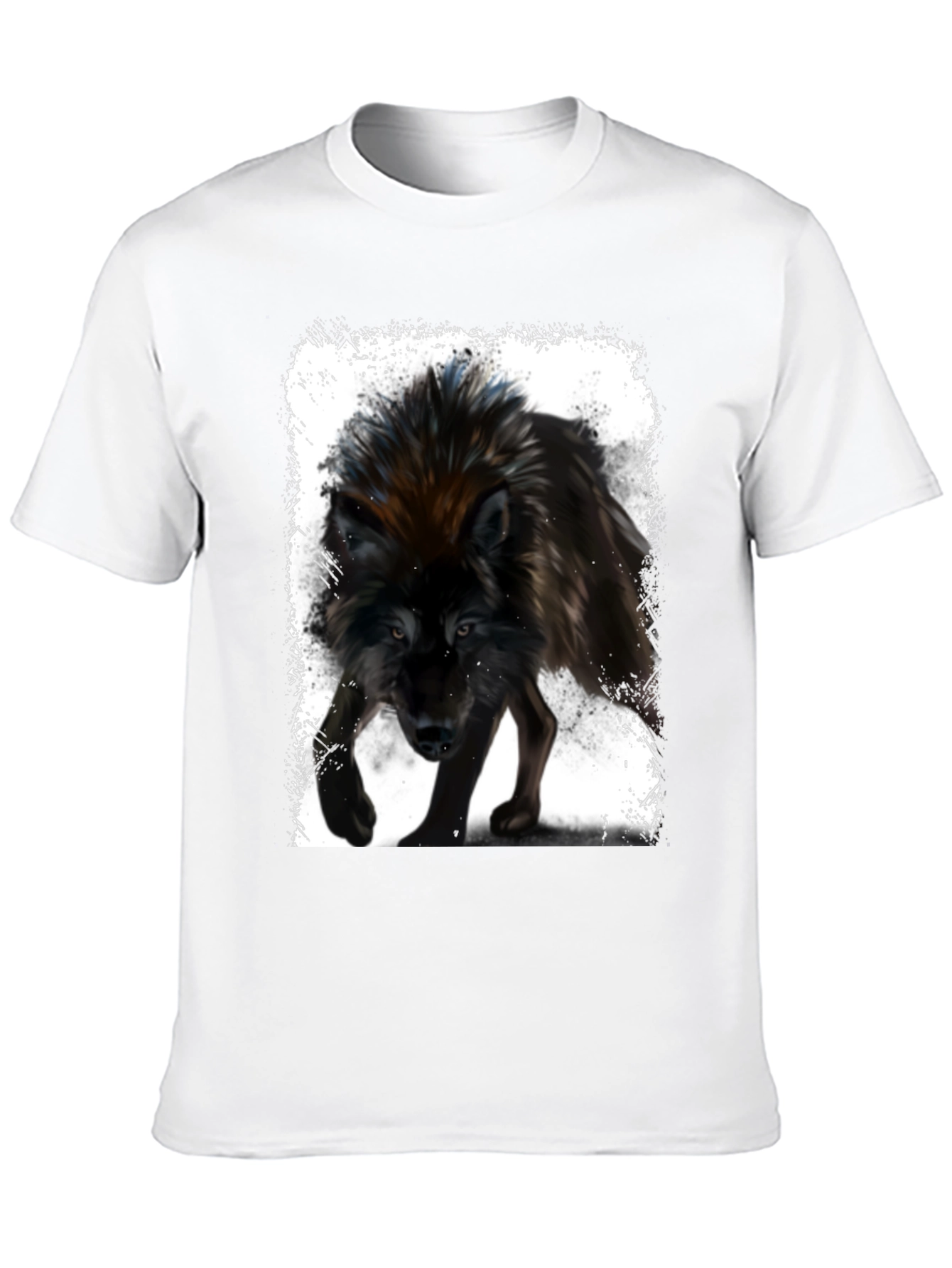 Wolf Graphic Print Black T-Shirt