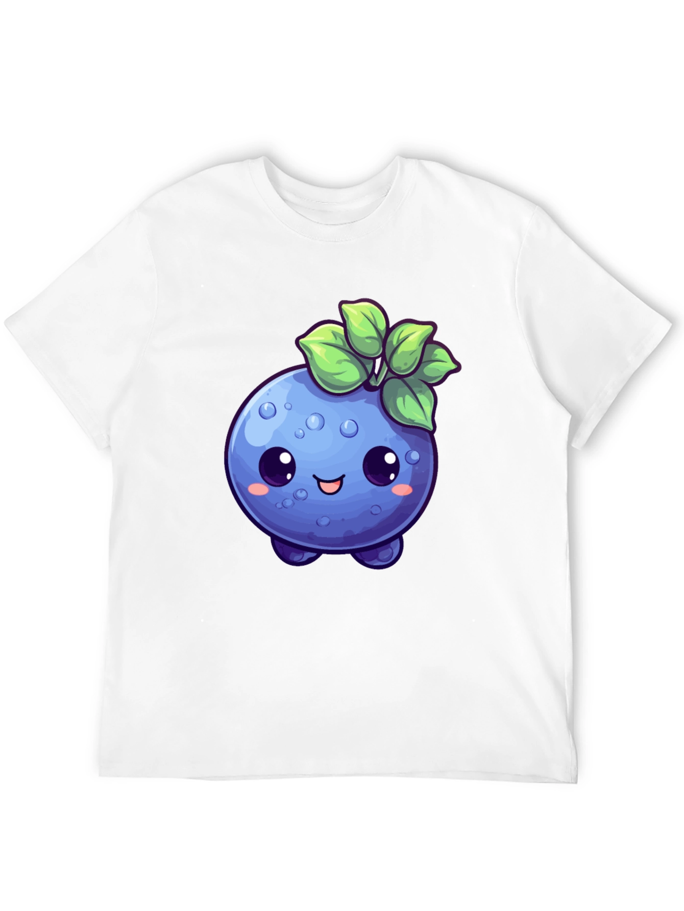 Cute Blueberry Cartoon Black T-Shirt