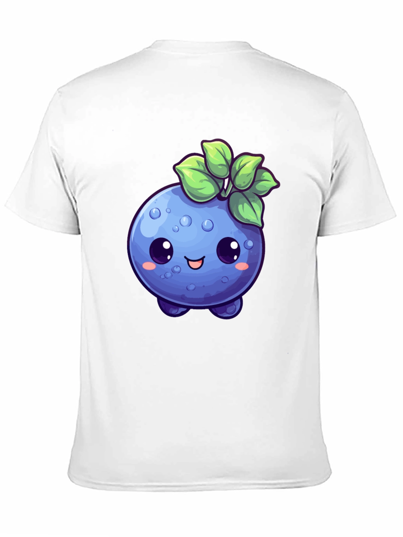 Cute Blueberry Cartoon Black T-Shirt