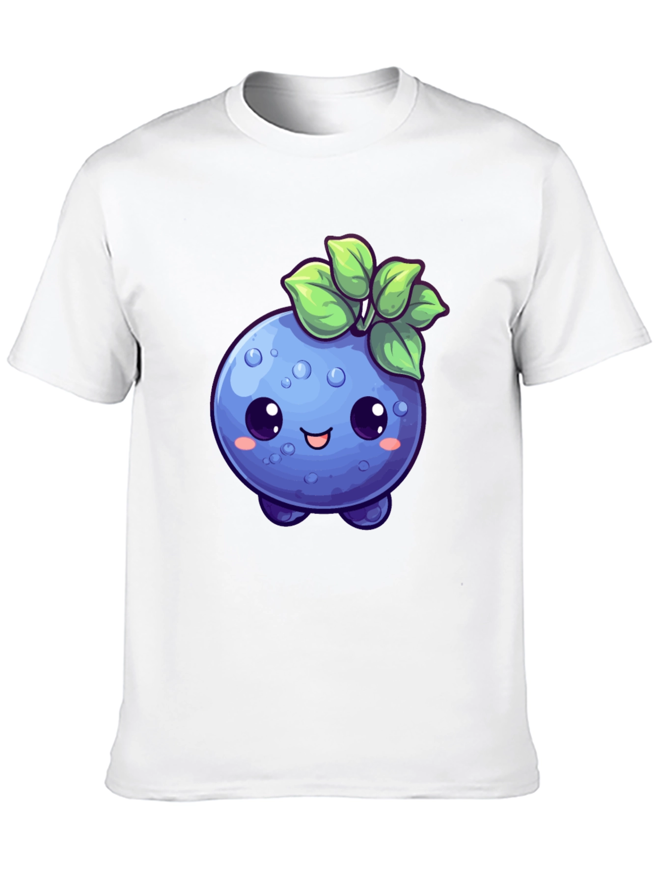 Cute Blueberry Cartoon Black T-Shirt