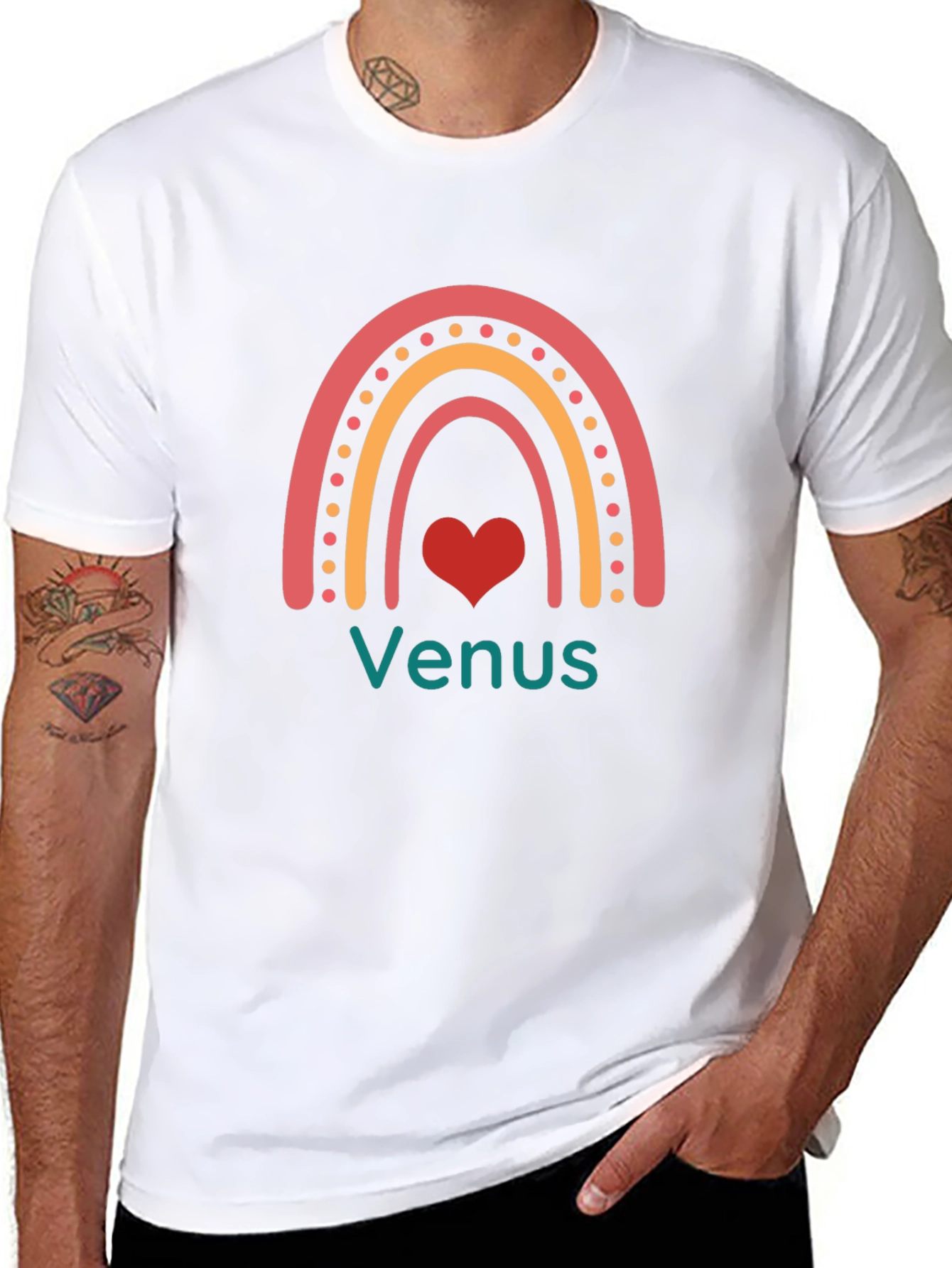 Venus Rainbow Heart Black T-Shirt