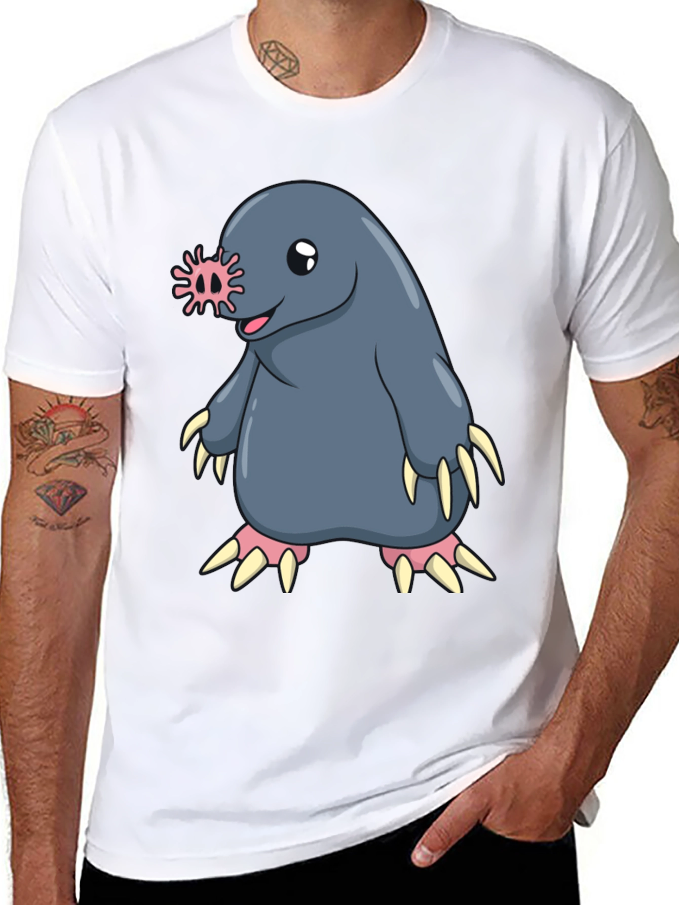 Funny Mole Cartoon Black T-Shirt