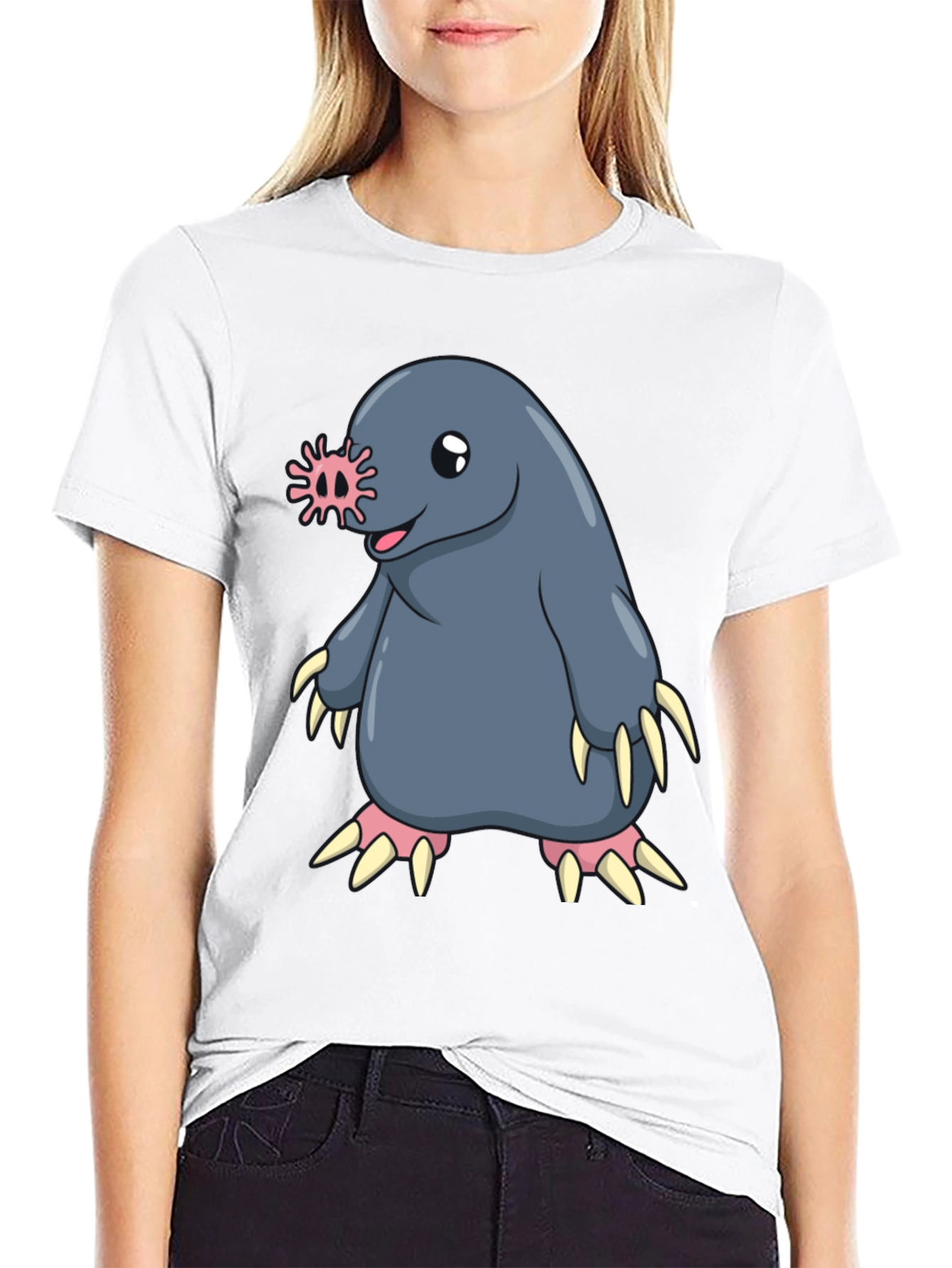 Funny Mole Cartoon Black T-Shirt