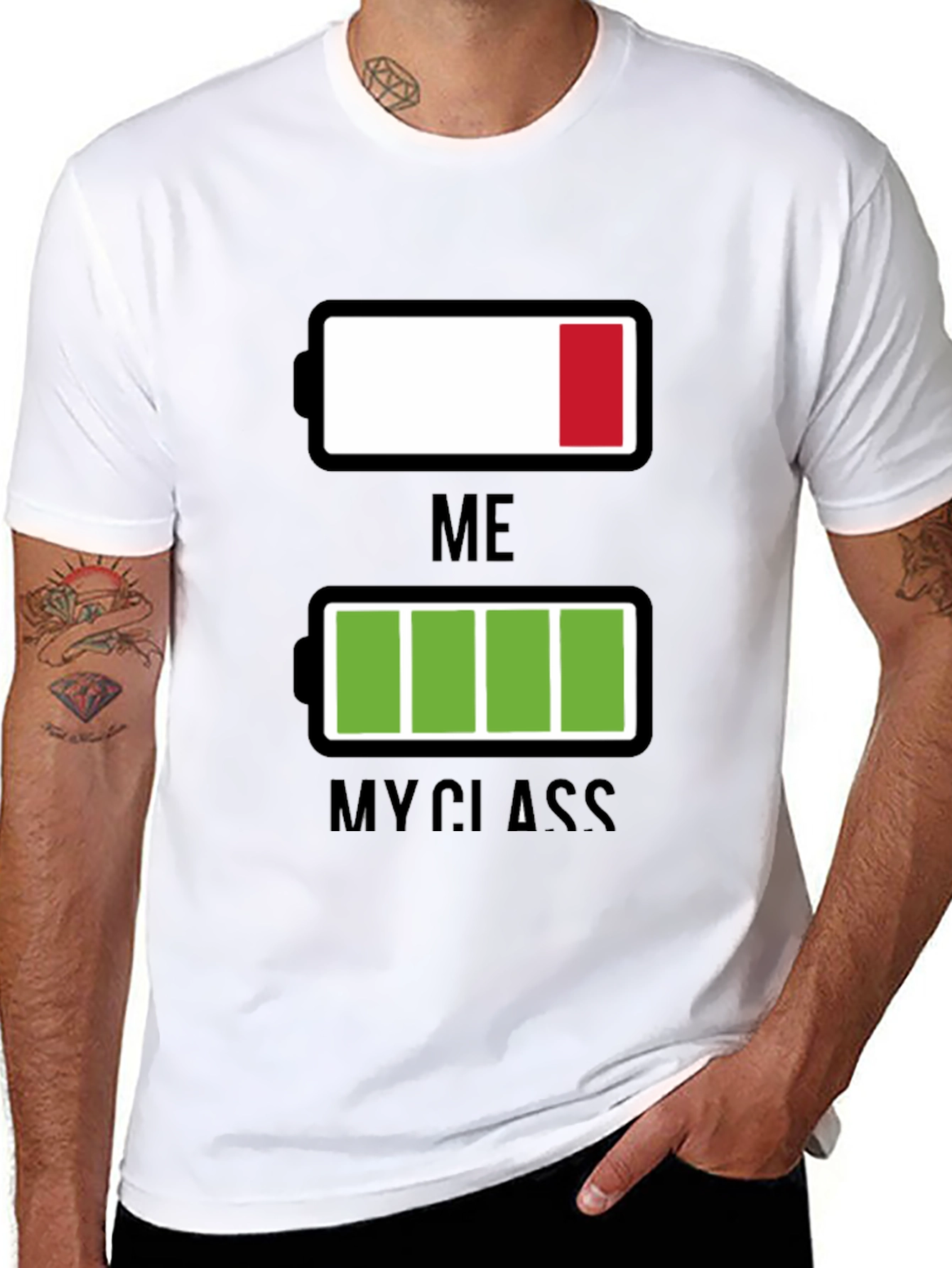 Funny Low Battery T-Shirt - Me vs. My Class