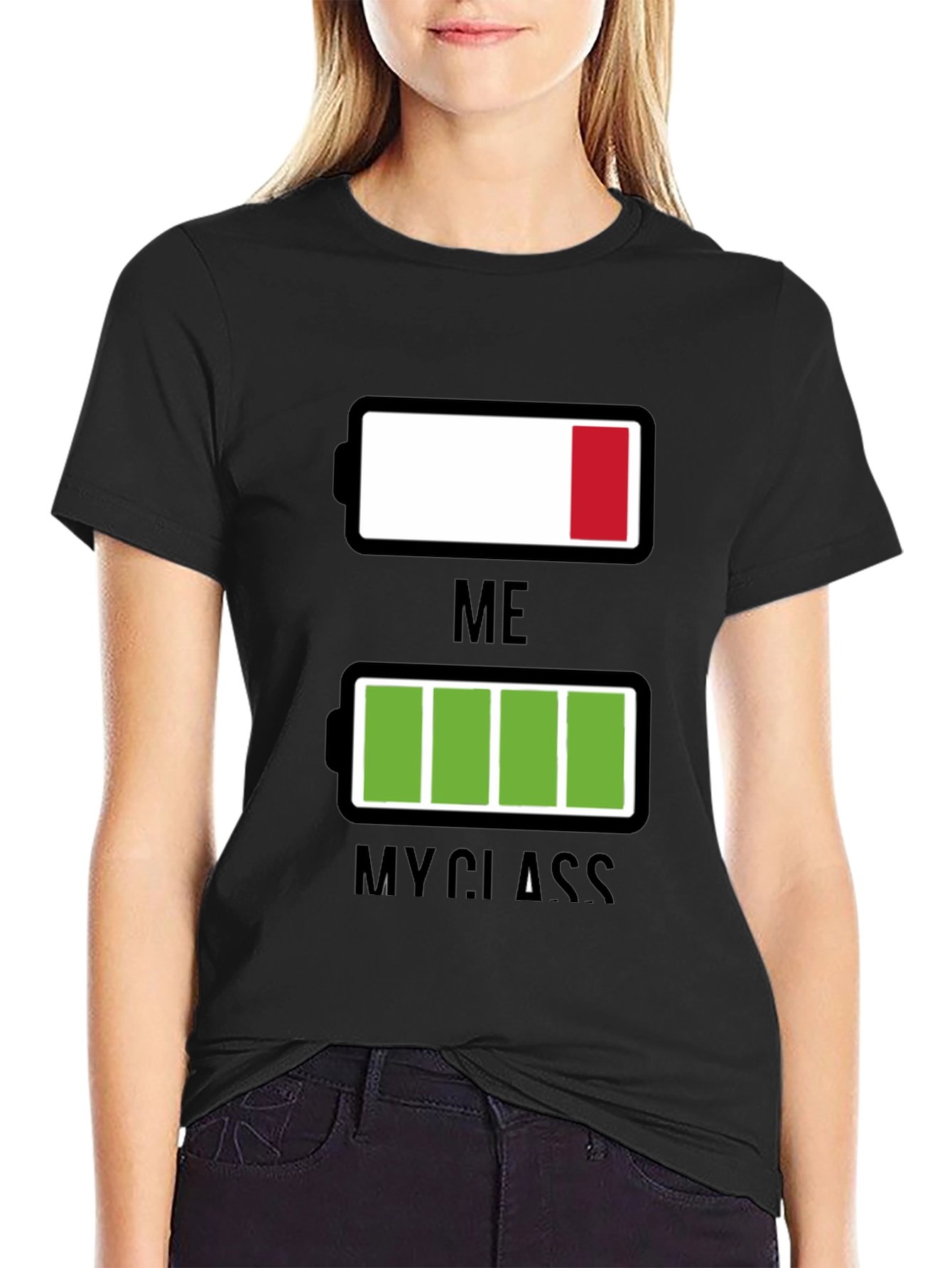 Funny Low Battery T-Shirt - Me vs. My Class