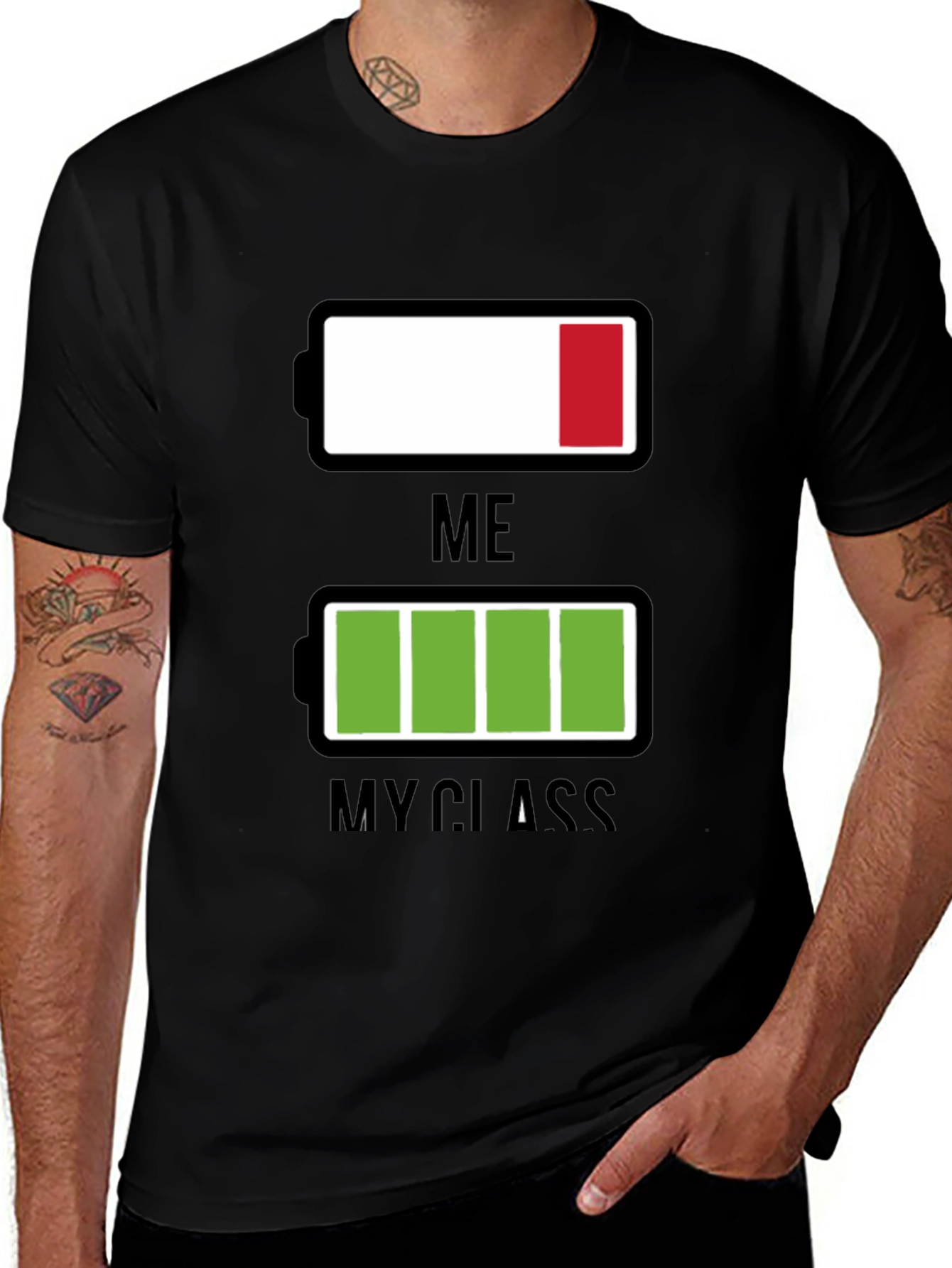 Funny Low Battery T-Shirt - Me vs. My Class