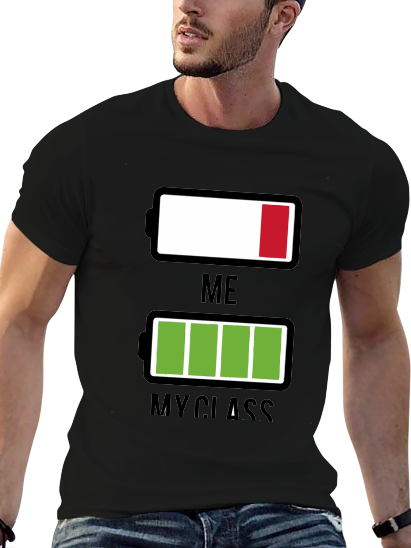 Funny Low Battery T-Shirt - Me vs. My Class