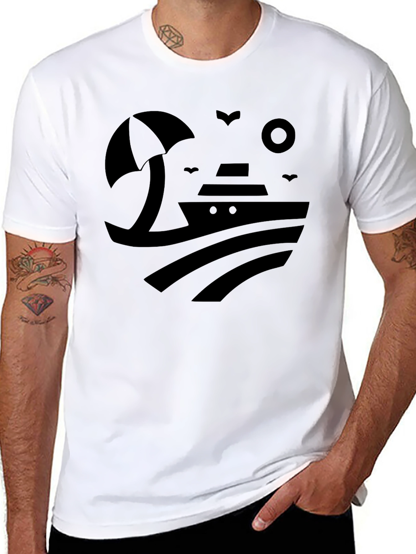 Cruise Ship Graphic Tee - Black