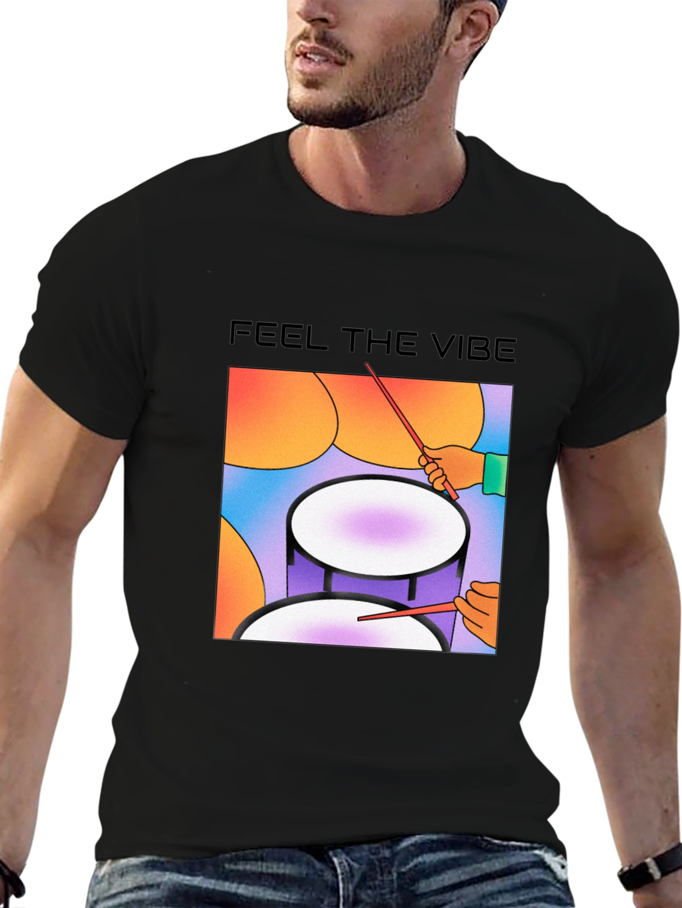Feel The Vibe Graphic Tee - Drum Design
