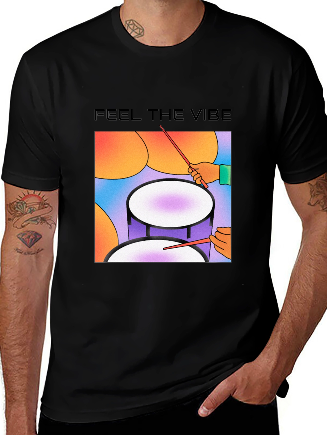 Feel The Vibe Graphic Tee - Drum Design