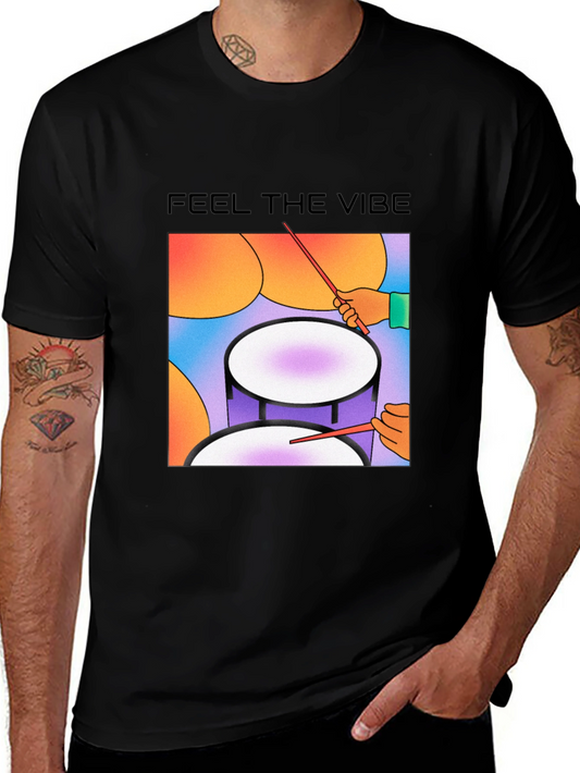 Feel The Vibe Graphic Tee - Drum Design