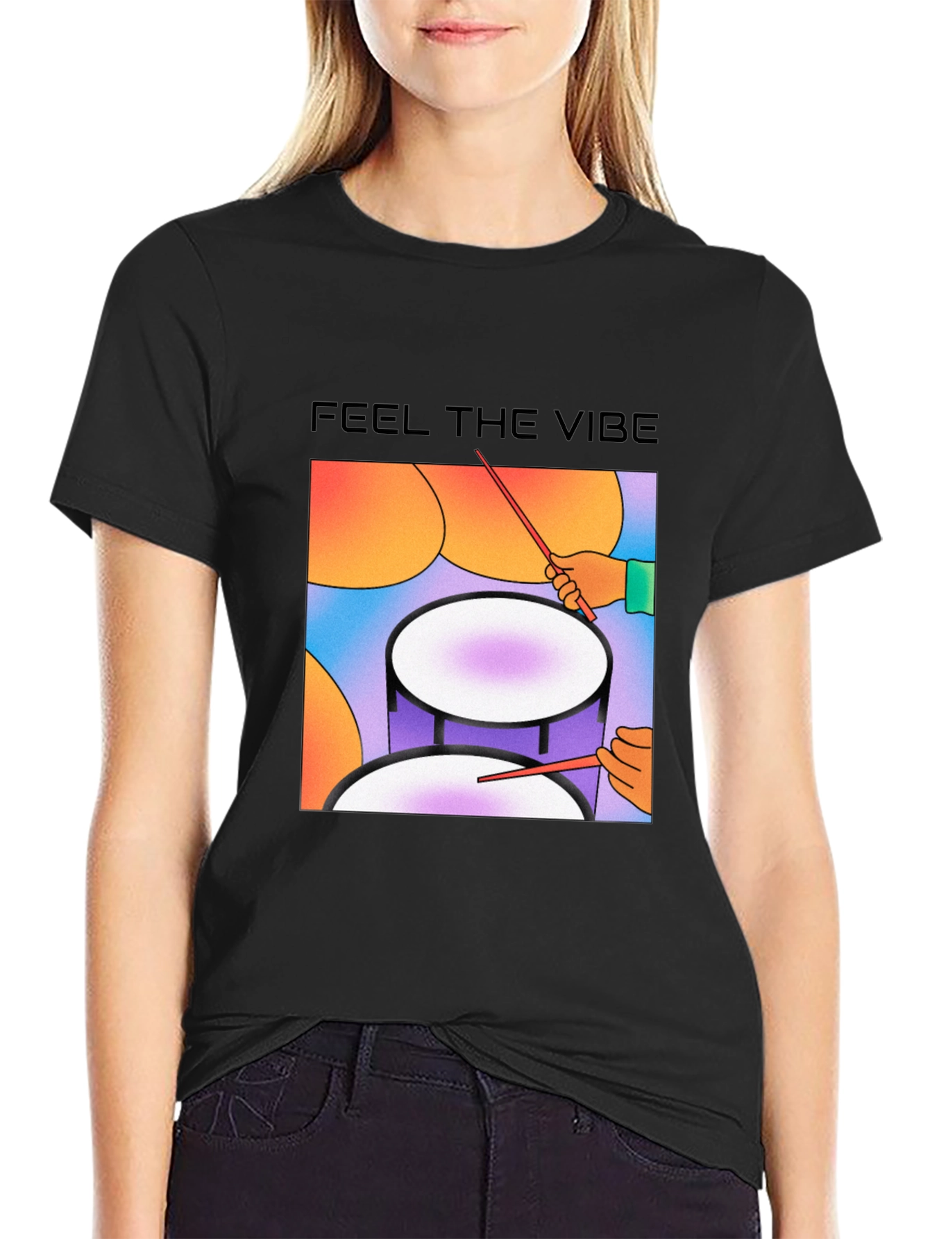 Feel The Vibe Graphic Tee - Drum Design