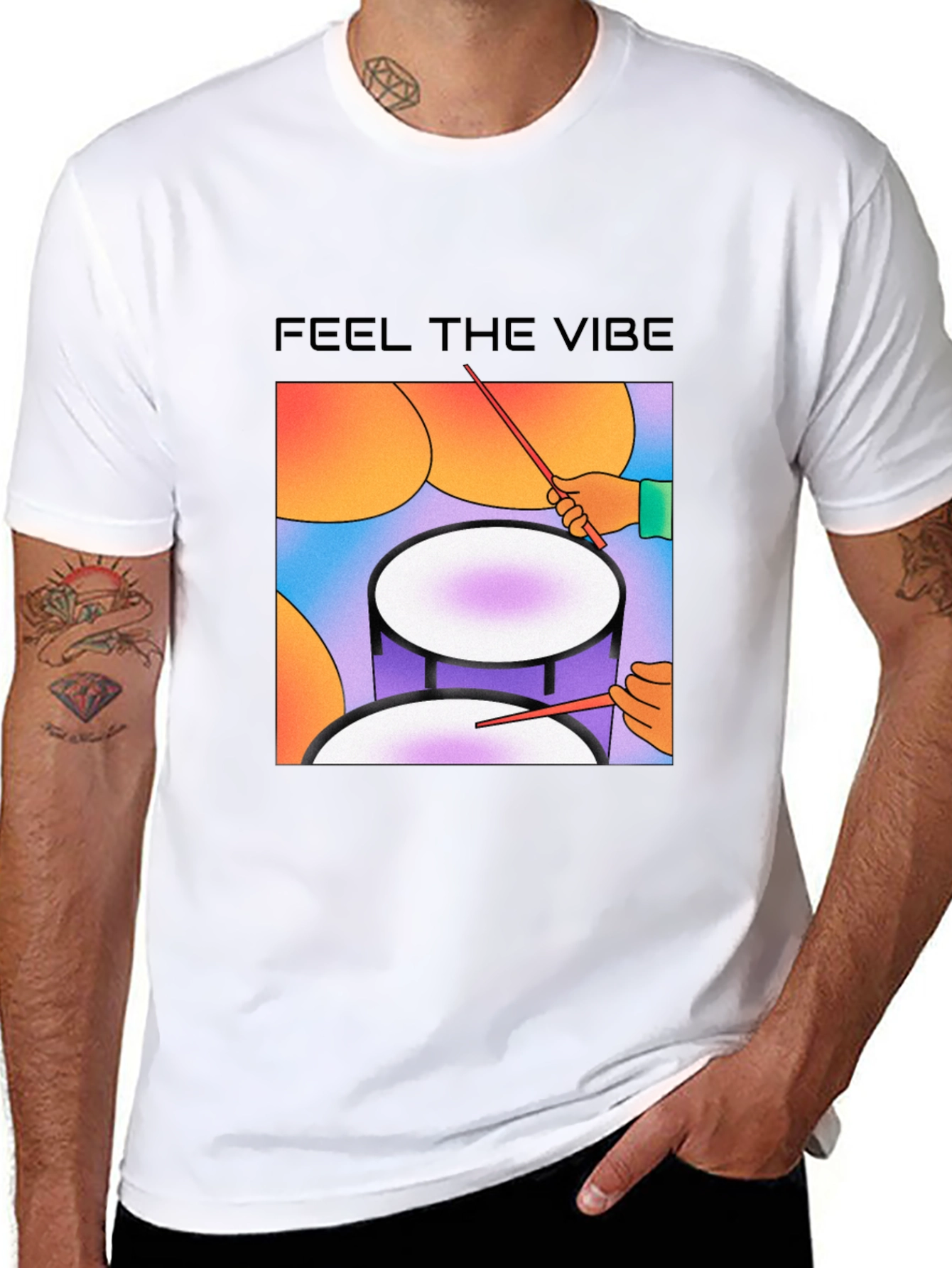 Feel The Vibe Graphic Tee - Drum Design
