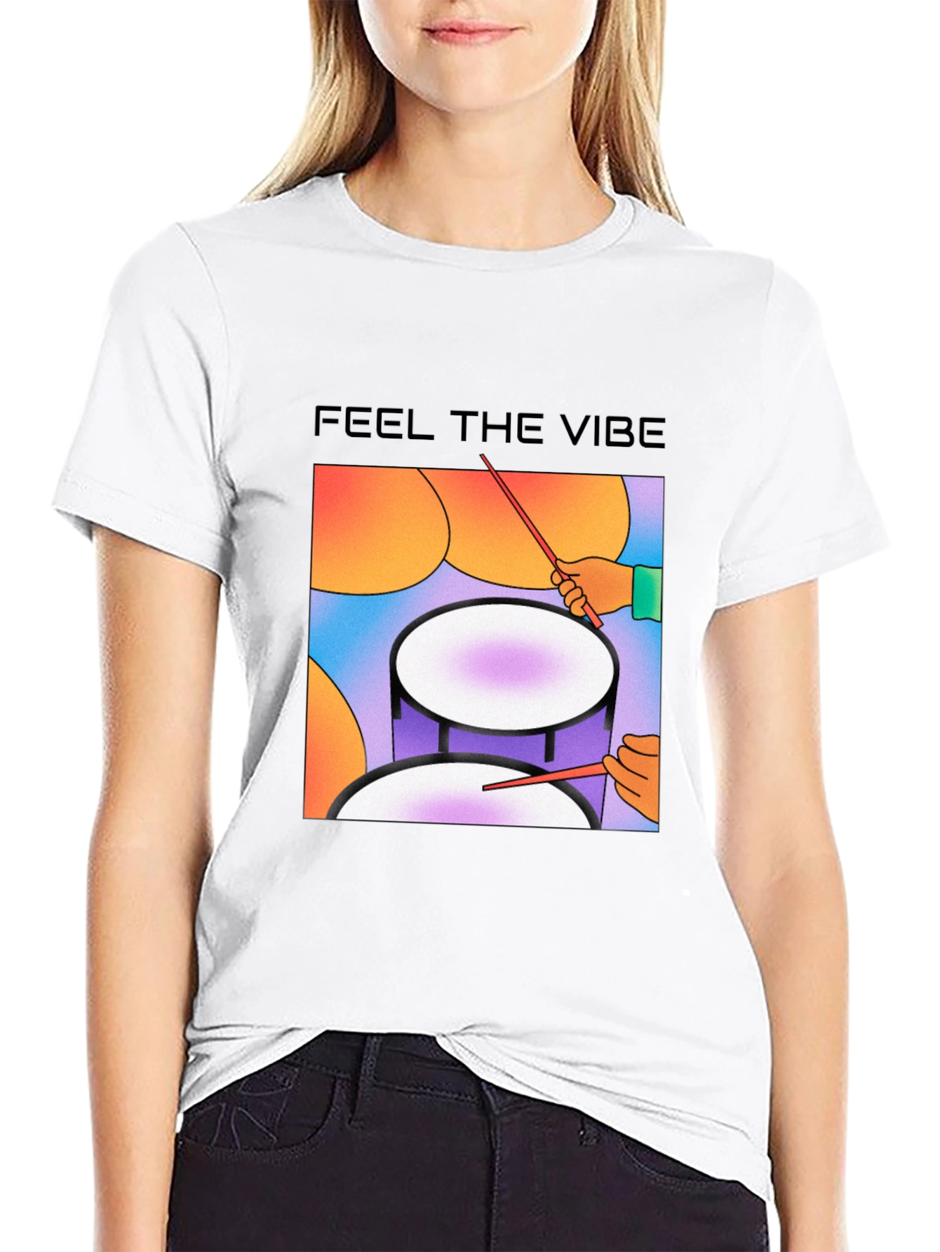 Feel The Vibe Graphic Tee - Drum Design