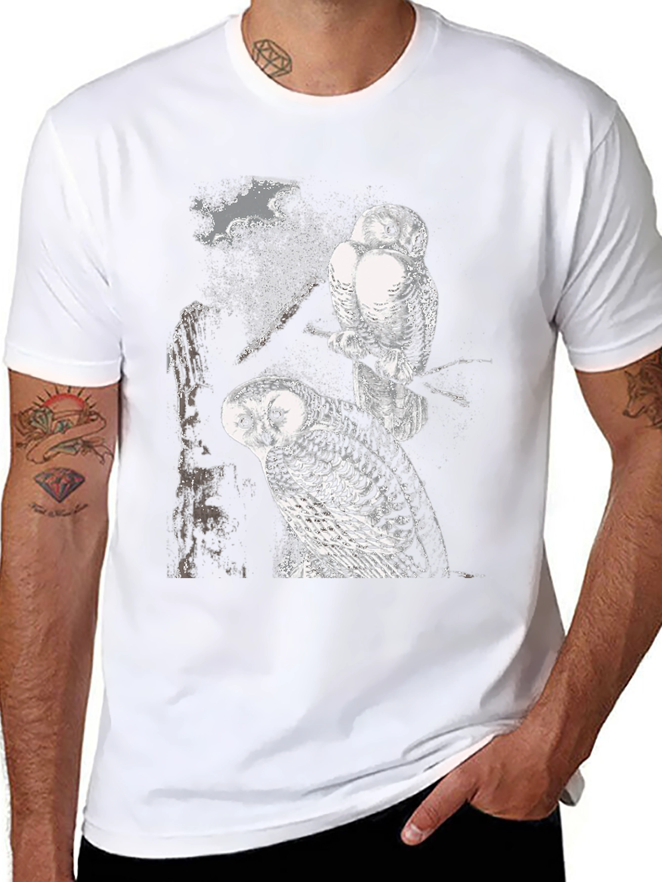Two Owls Black T-Shirt | Nature Lovers