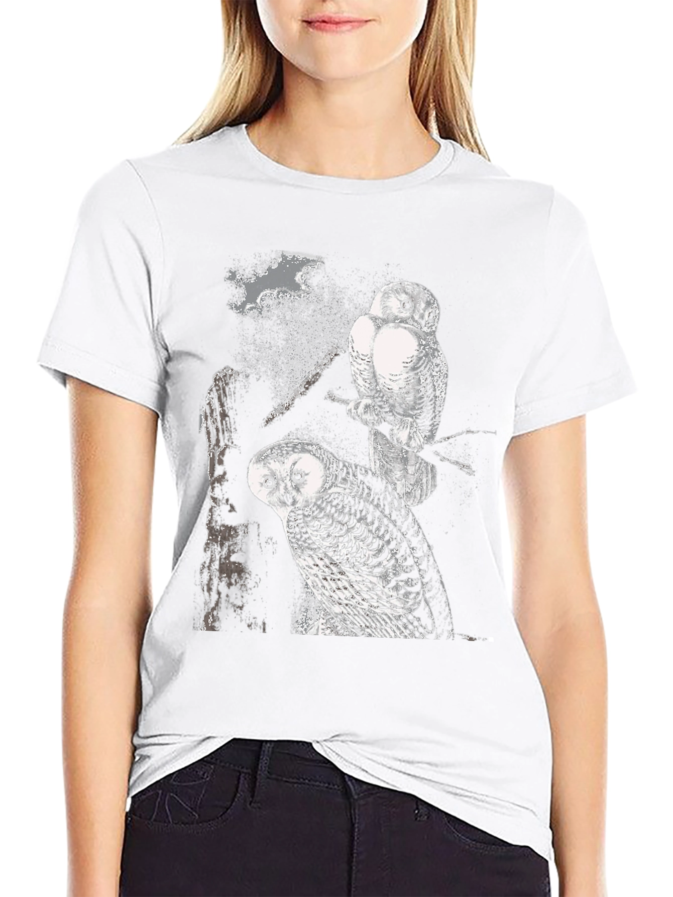 Two Owls Black T-Shirt | Nature Lovers