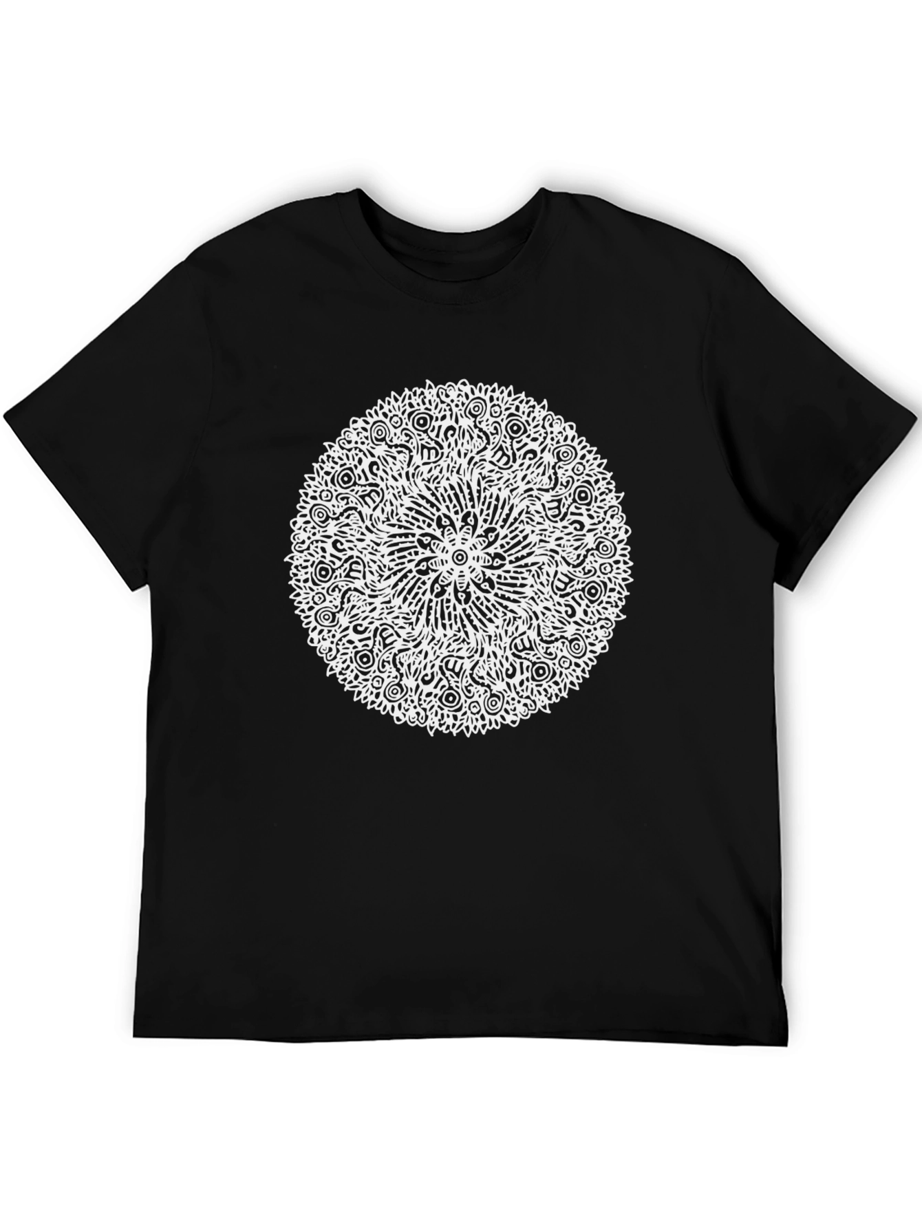 Abstract Mandala Graphic Tee - Black Cotton T-Shirt