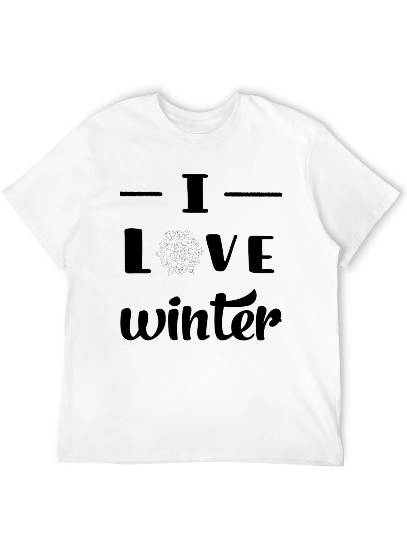 I Love Winter Black Graphic Tee Shirt