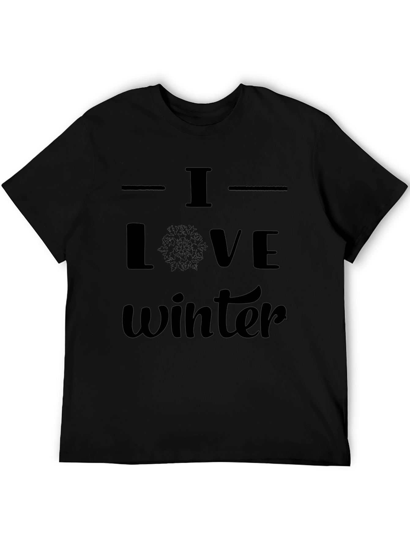 I Love Winter Black Graphic Tee Shirt