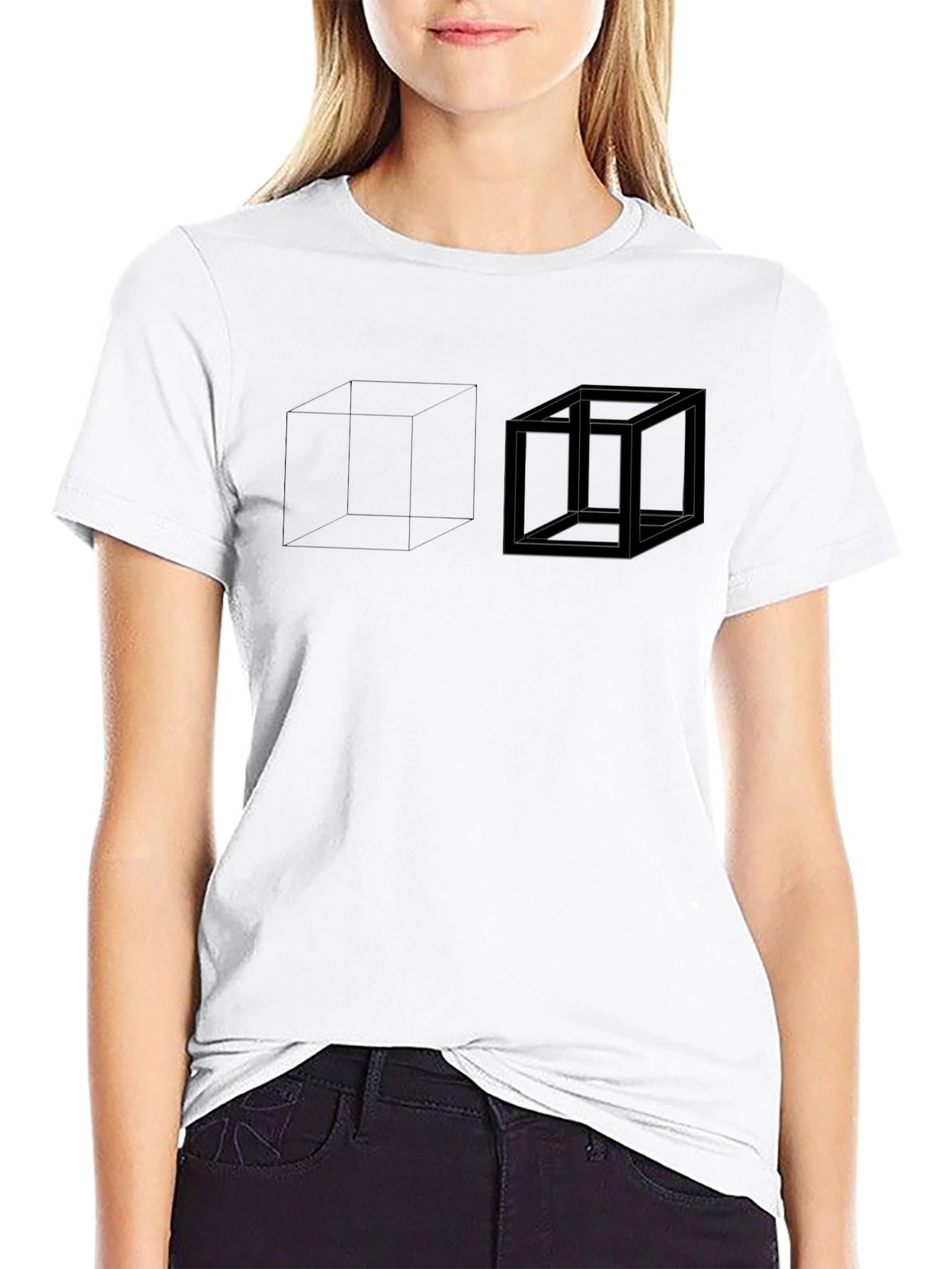 Impossible Cube Graphic Black T-Shirt