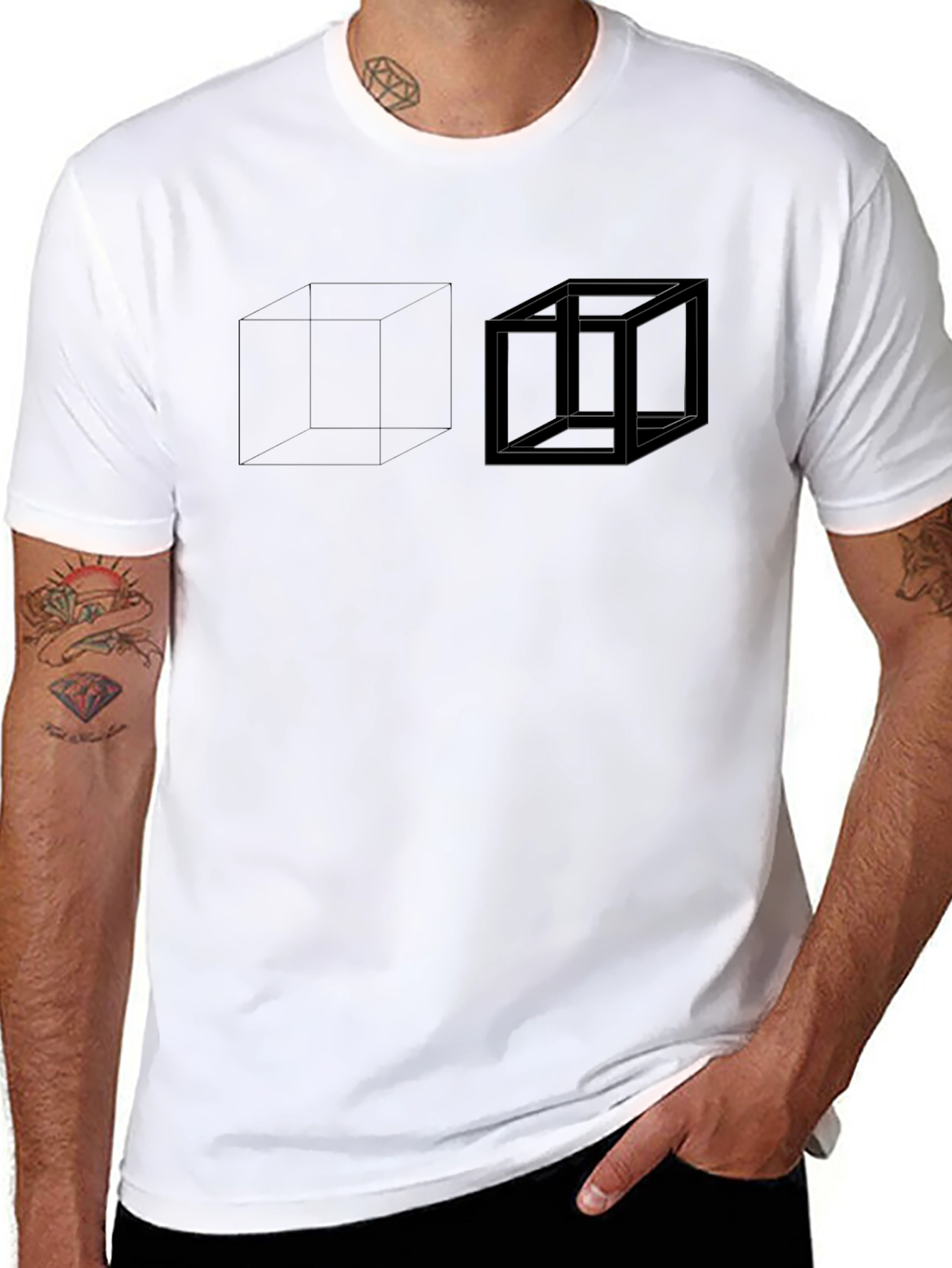 Impossible Cube Graphic Black T-Shirt
