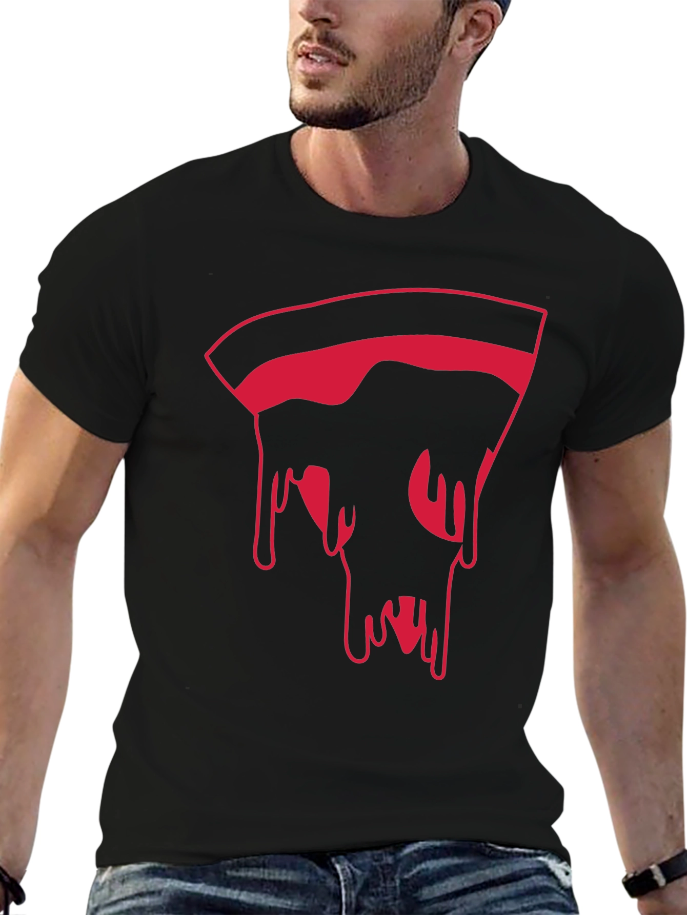 Pizza Slice Graphic Tee - Modern Mens Black T-Shirt