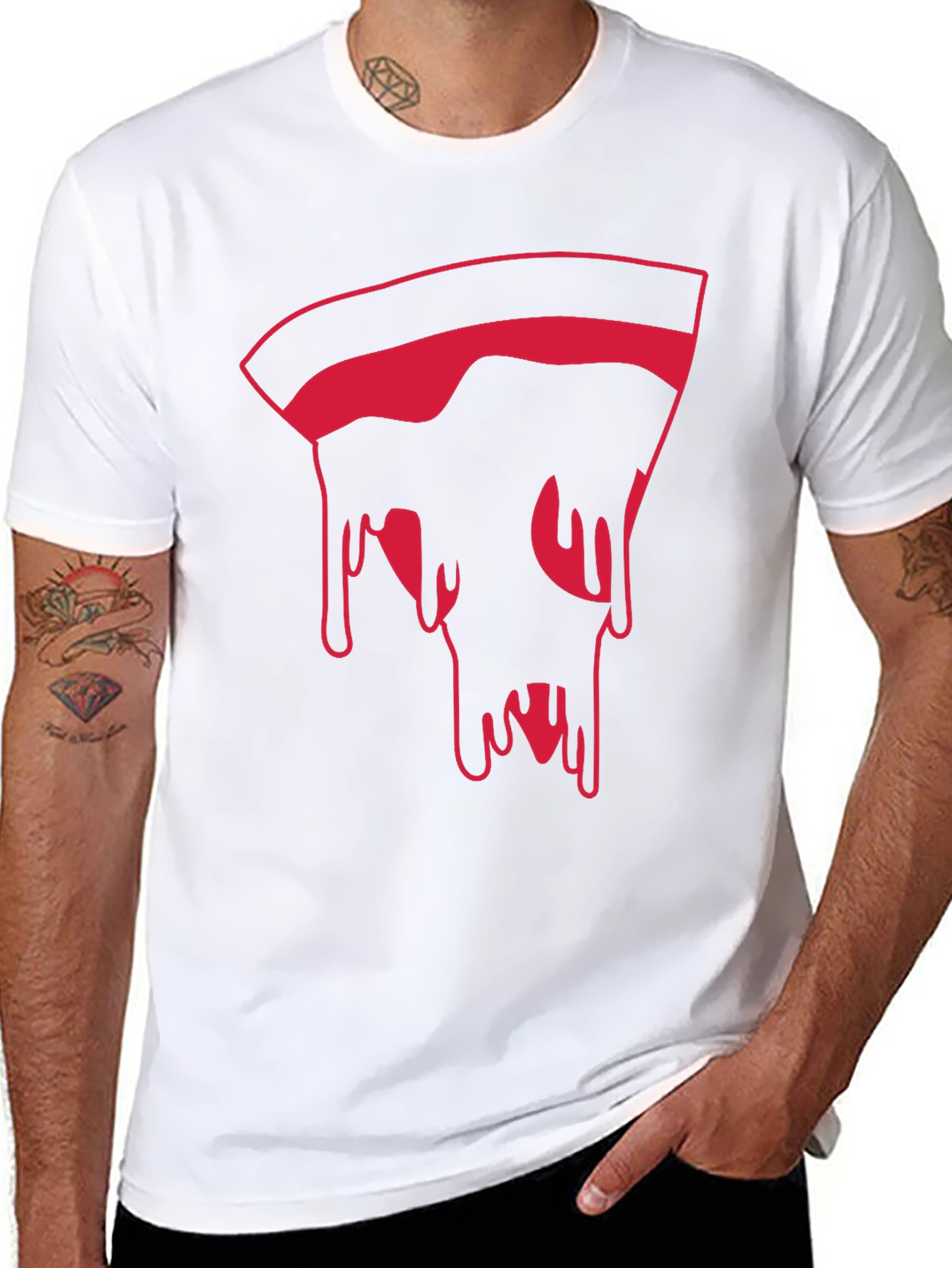 Pizza Slice Graphic Tee - Modern Mens Black T-Shirt