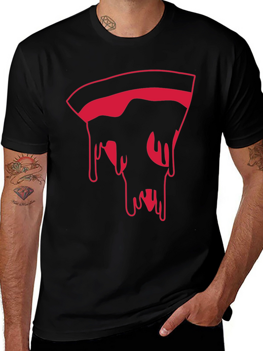 Pizza Slice Graphic Tee - Modern Mens Black T-Shirt