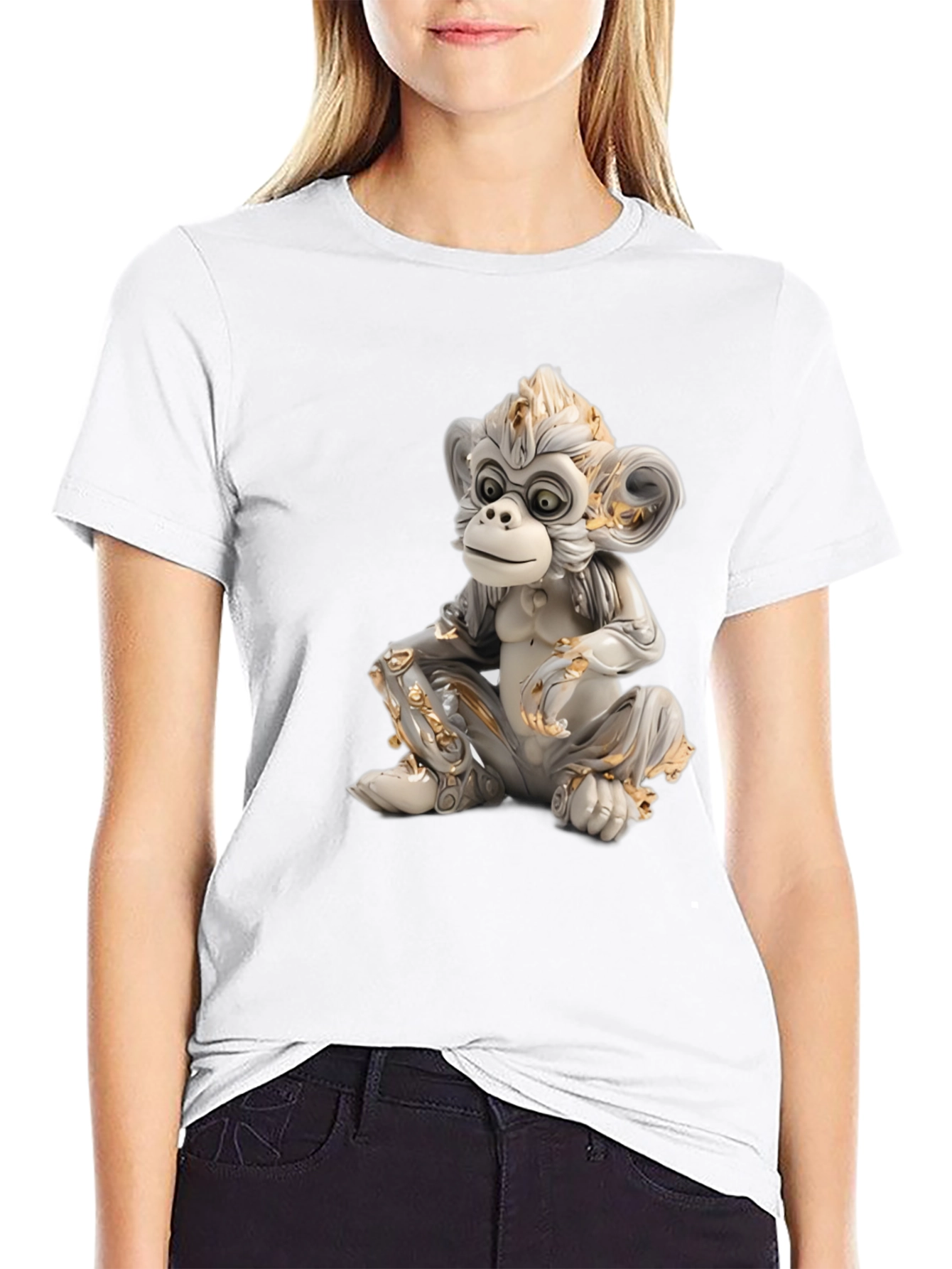 Monkey Statue Graphic Tee - Black