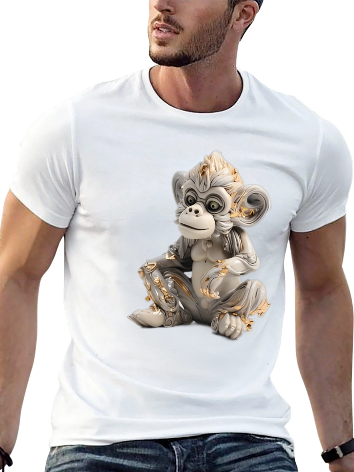 Monkey Statue Graphic Tee - Black