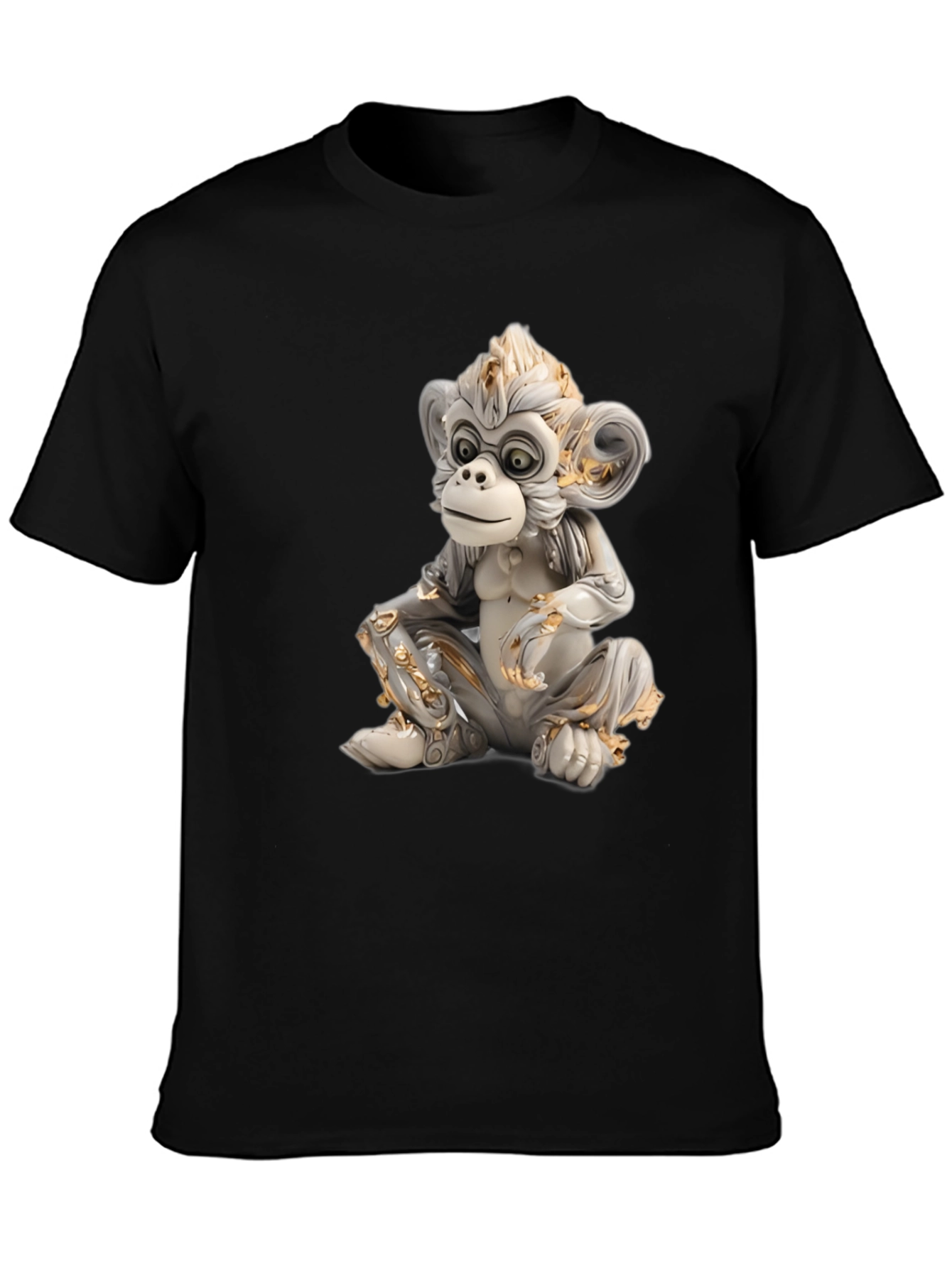 Monkey Statue Graphic Tee - Black