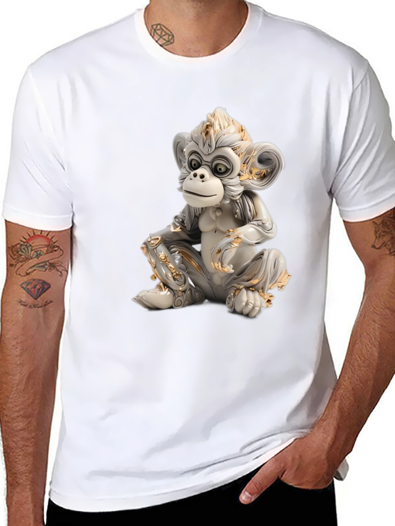 Monkey Statue Graphic Tee - Black