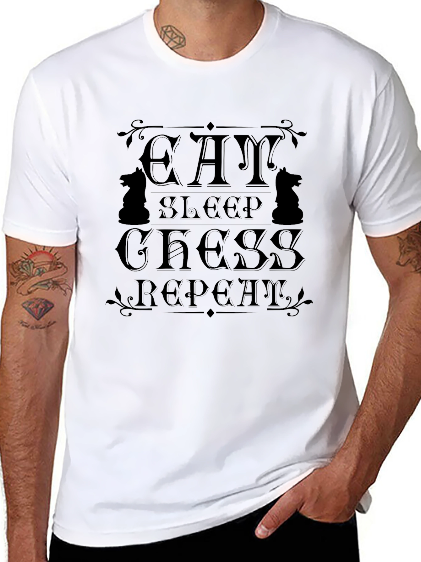 Eat Sleep Chess Repeat Black Graphic Tee