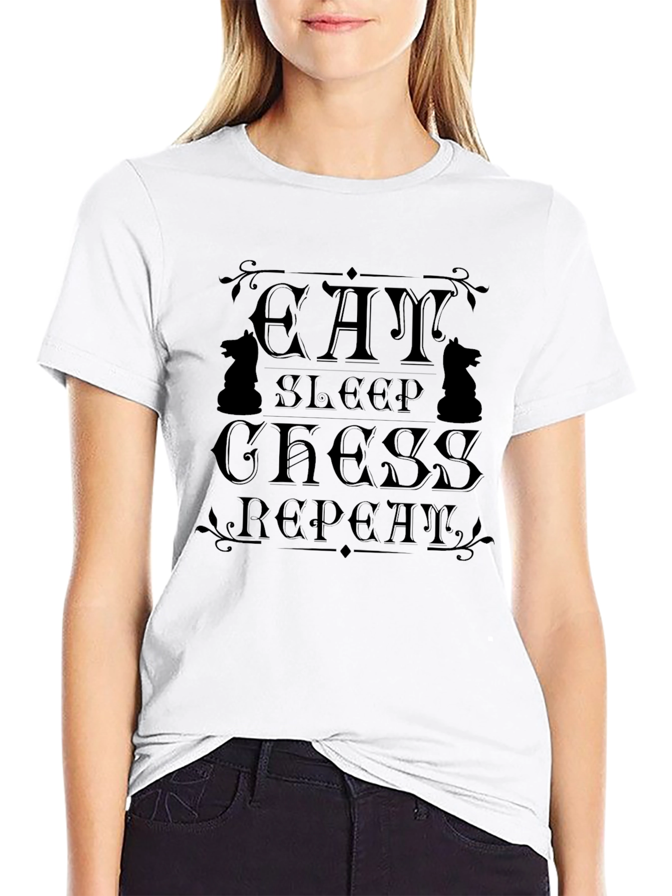 Eat Sleep Chess Repeat Black Graphic Tee