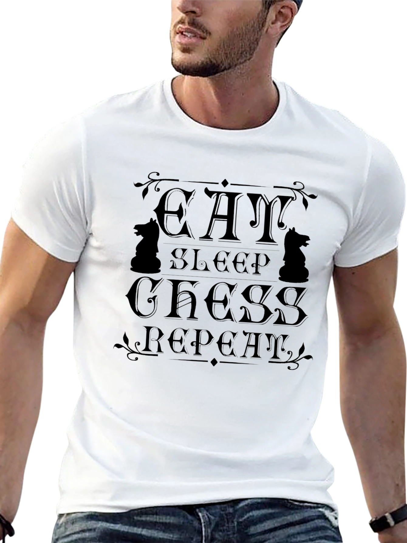 Eat Sleep Chess Repeat Black Graphic Tee