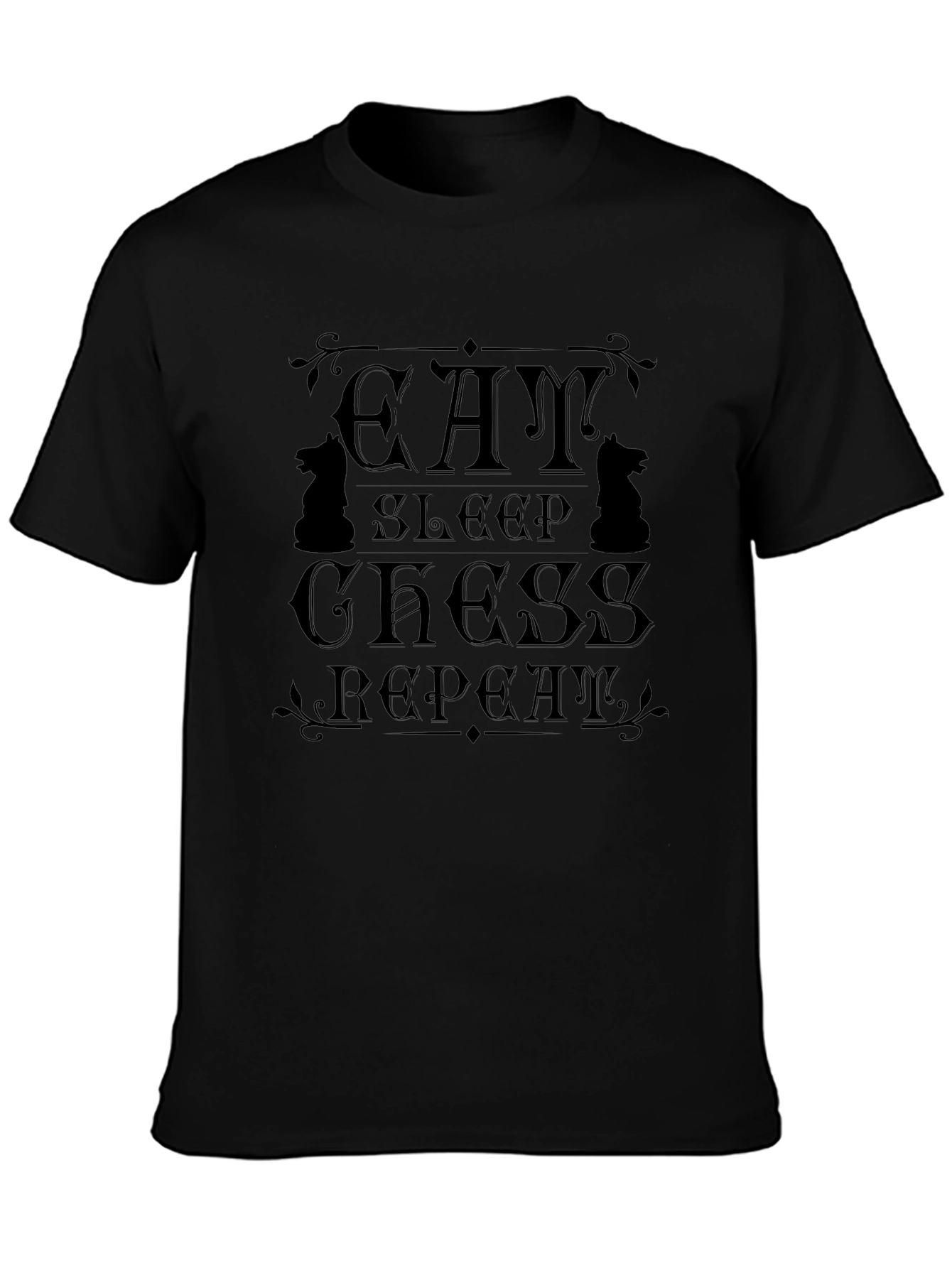 Eat Sleep Chess Repeat Black Graphic Tee
