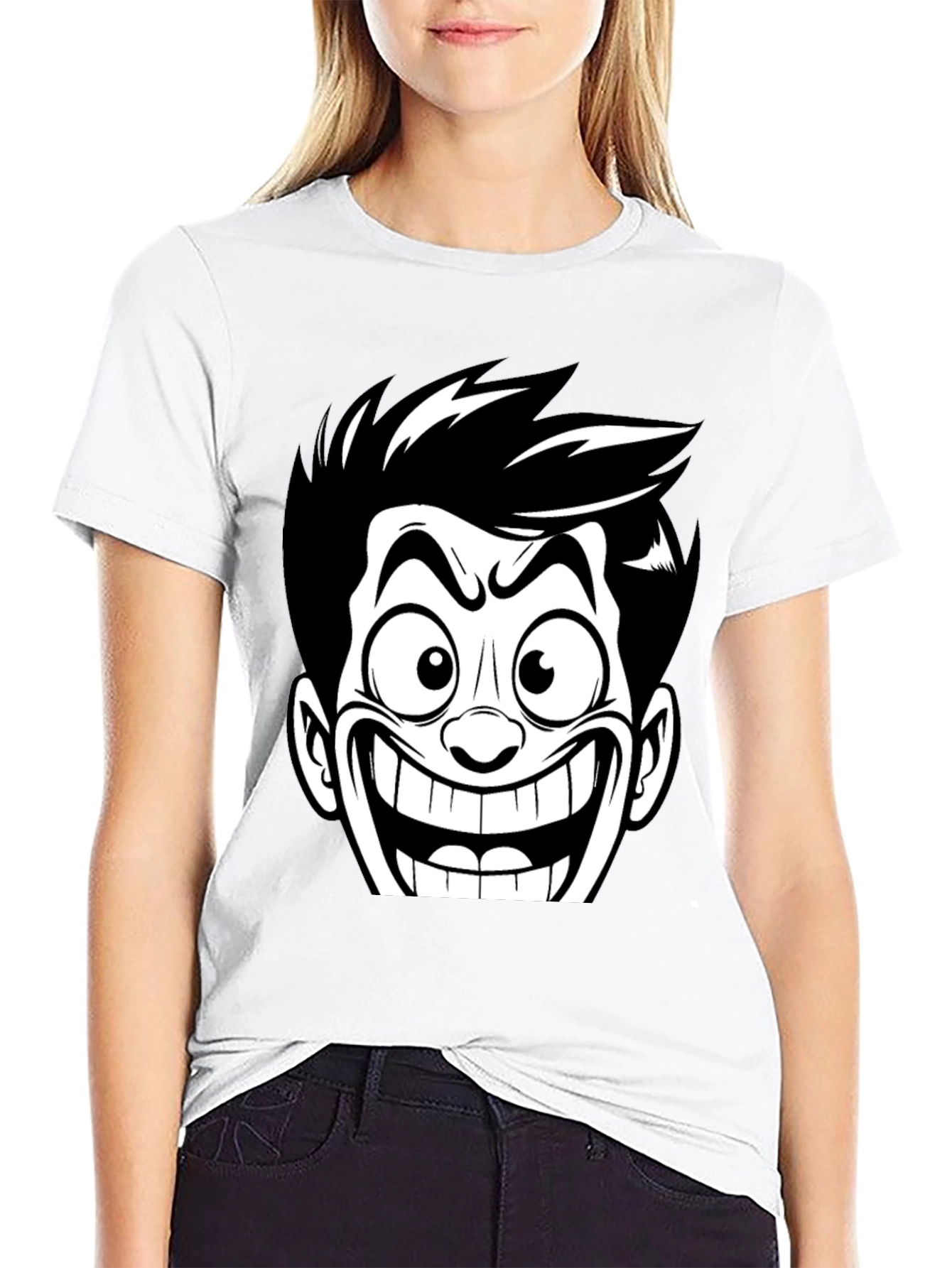 Cartoon Grin Black T-Shirt