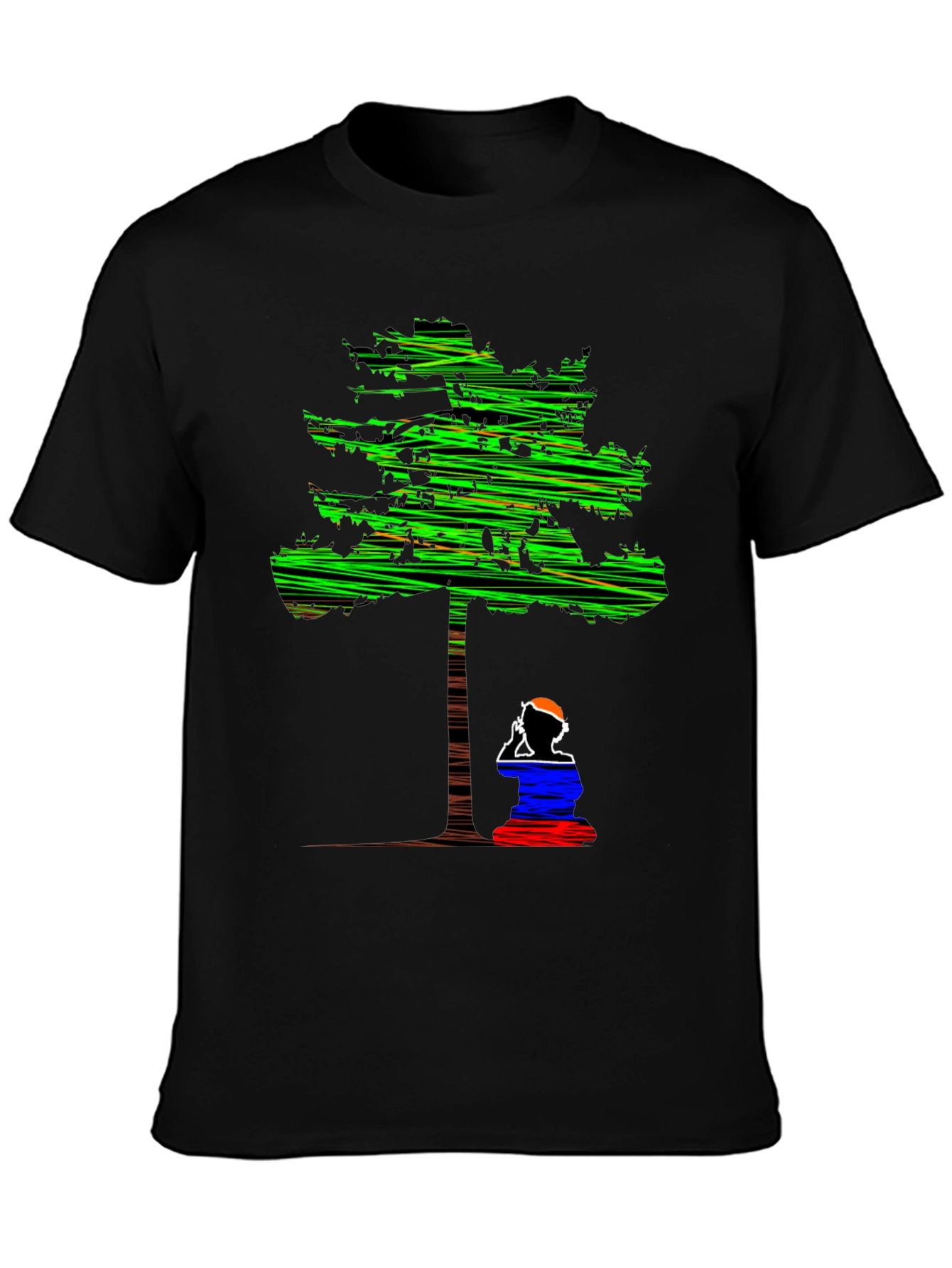 Abstract Tree Graphic Tee - Relaxed Fit Black T-Shirt