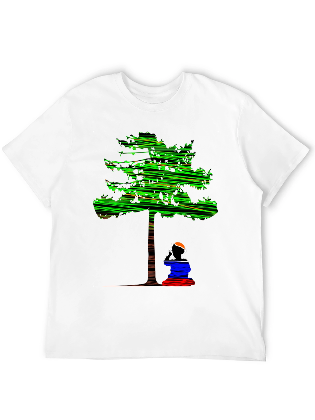 Abstract Tree Graphic Tee - Relaxed Fit Black T-Shirt