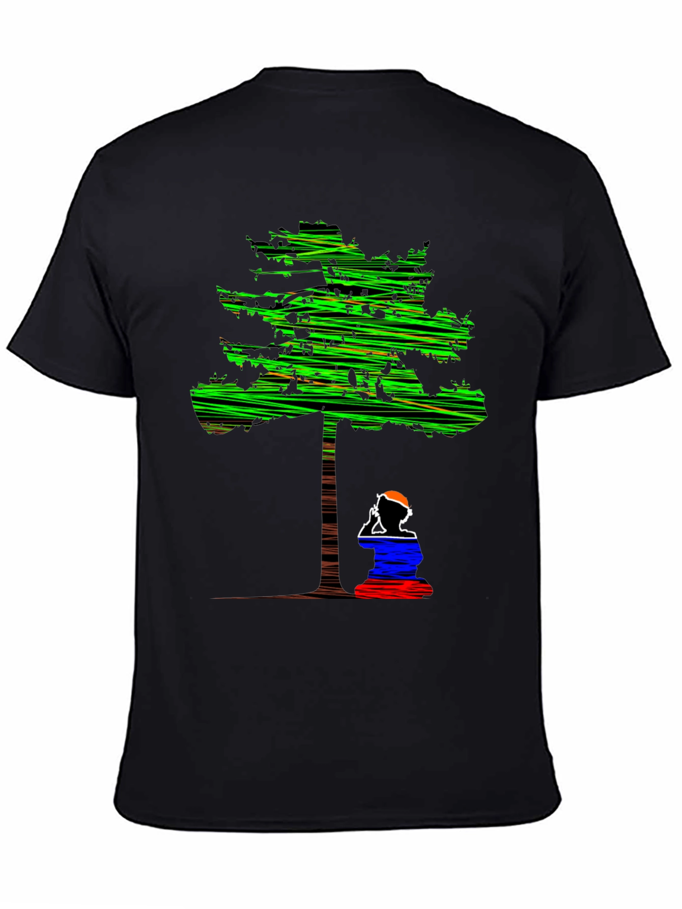 Abstract Tree Graphic Tee - Relaxed Fit Black T-Shirt