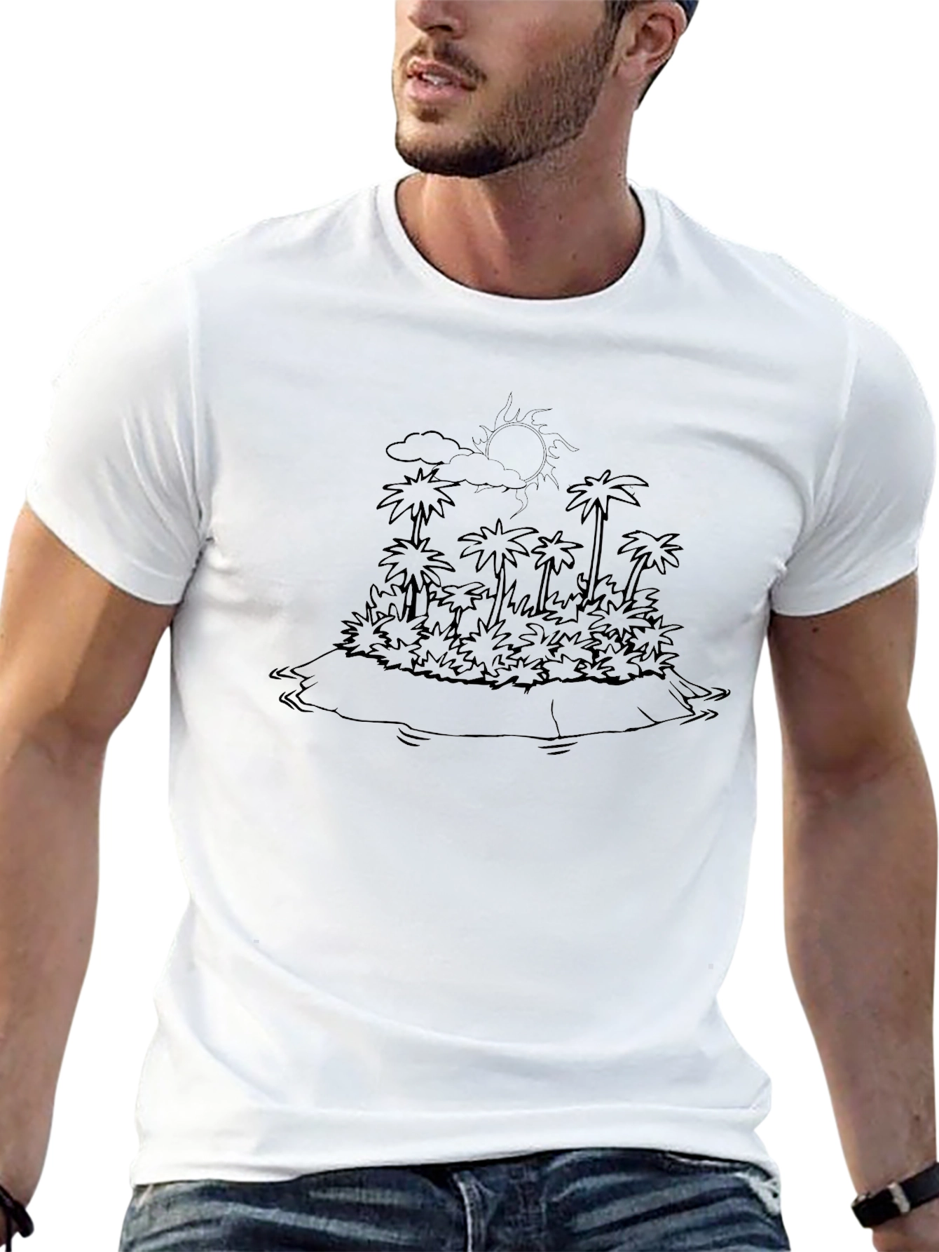 Tropical Island Outline Graphic Tee