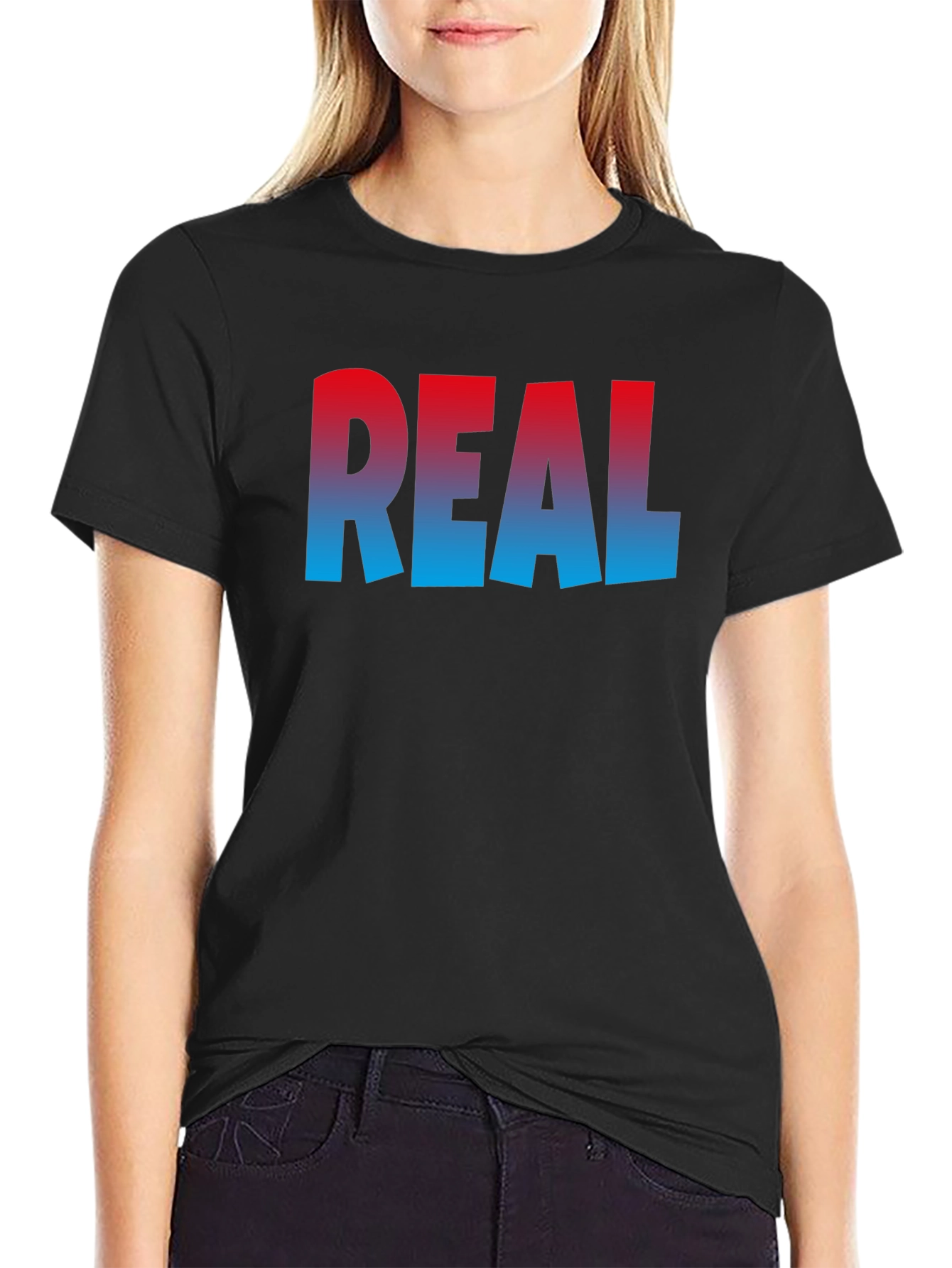 Cool REAL Gradient Print Black T-Shirt
