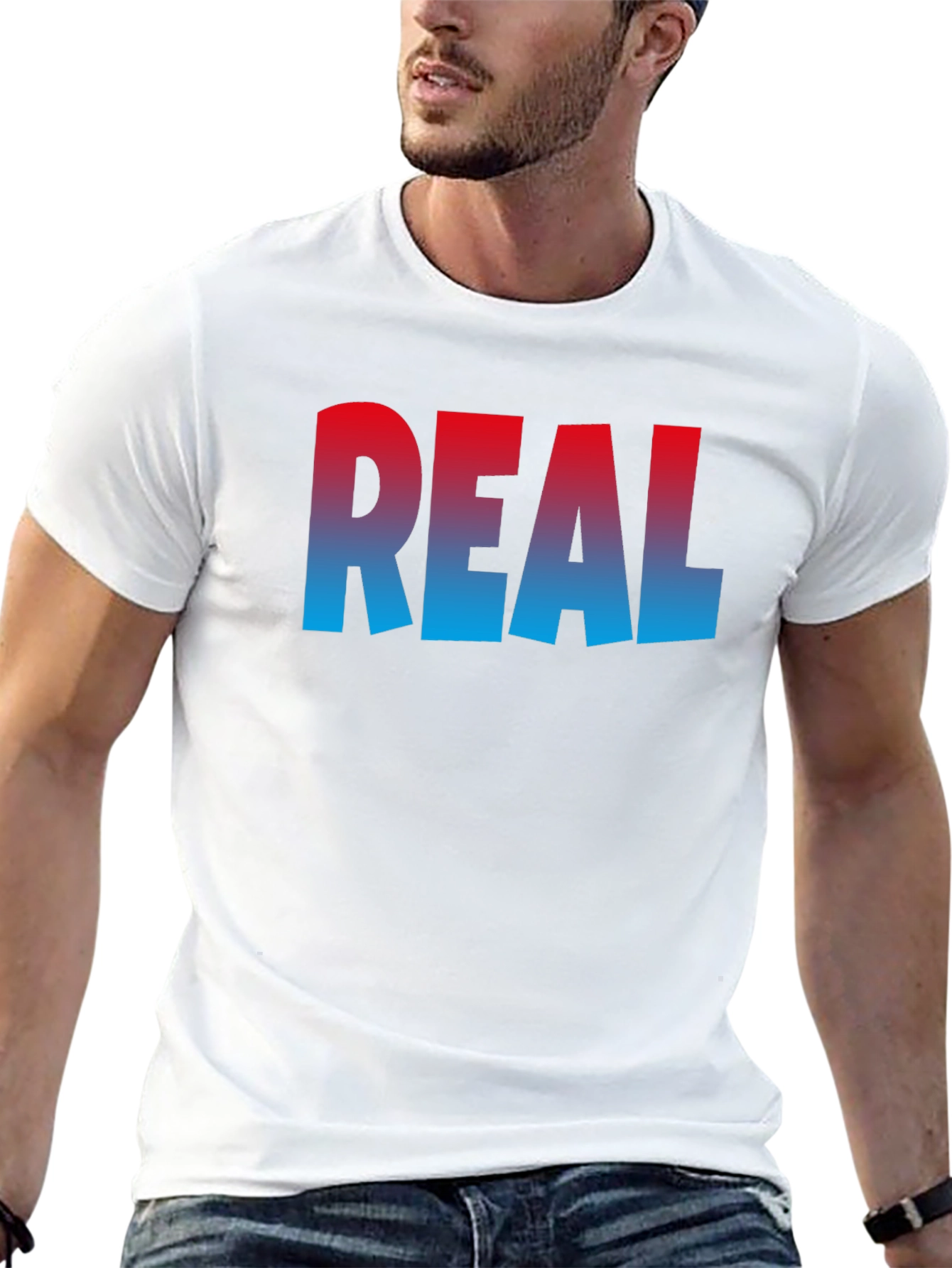 Cool REAL Gradient Print Black T-Shirt