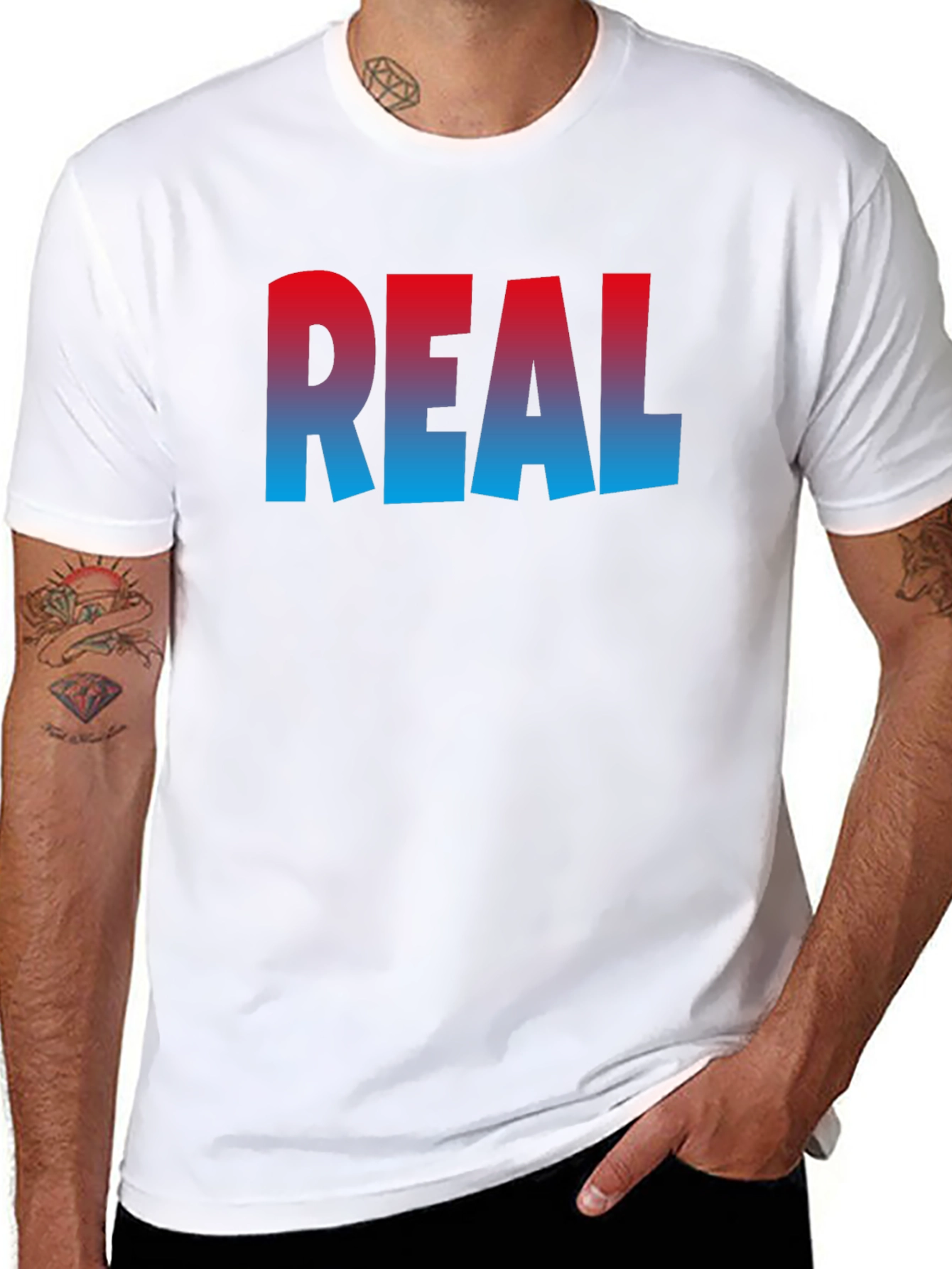 Cool REAL Gradient Print Black T-Shirt