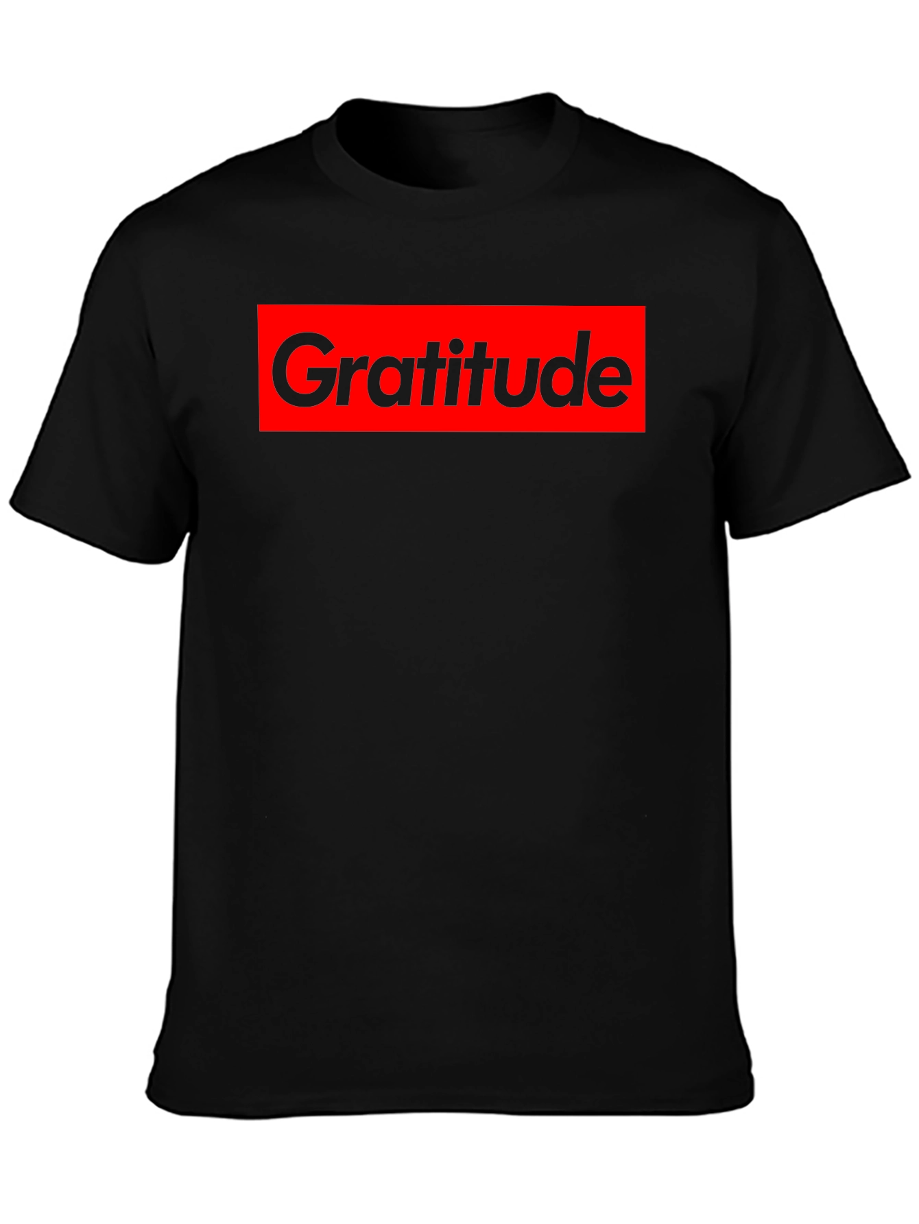 Gratitude Graphic Tee - Black Cotton Crew Neck Shirt