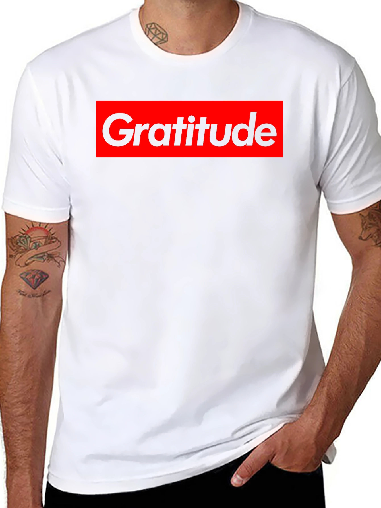 Gratitude Graphic Tee - Black Cotton Crew Neck Shirt
